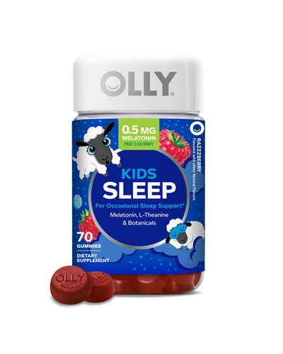 OLLY Kids Sleep — жевательные пастилки для сна с мелатонином, малина, 70 шт — синий