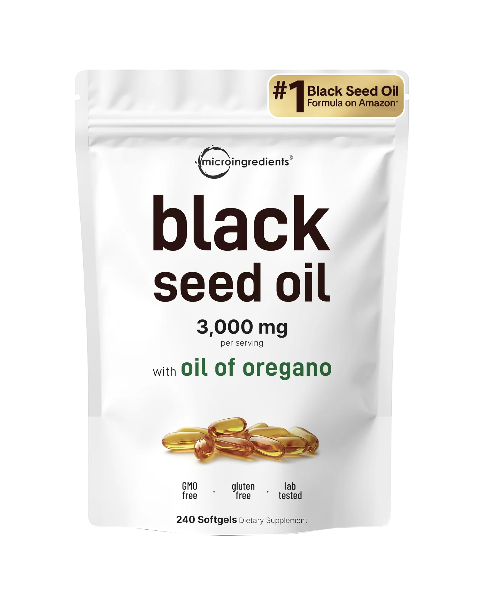 Micro Ingredients масло чёрного тмина 3000 мг с маслом орегано, капсулы — 1