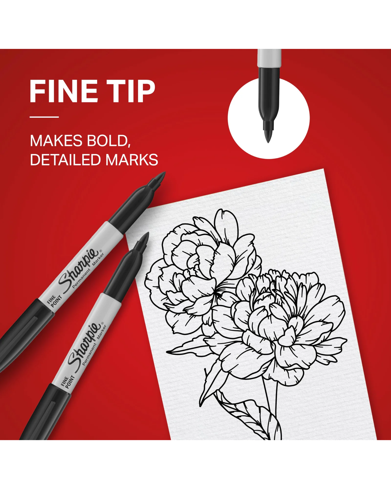 Sharpie перманентные маркеры, тонкий наконечник, чёрные, 12 штук — 7