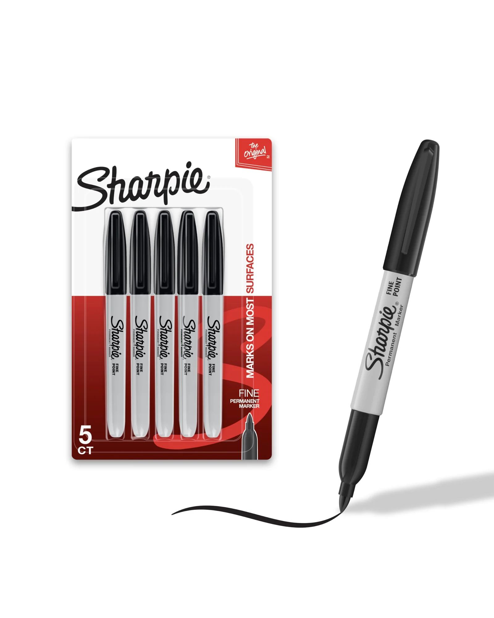 Sharpie Перманентные Маркеры Чёрные 5 шт — черный