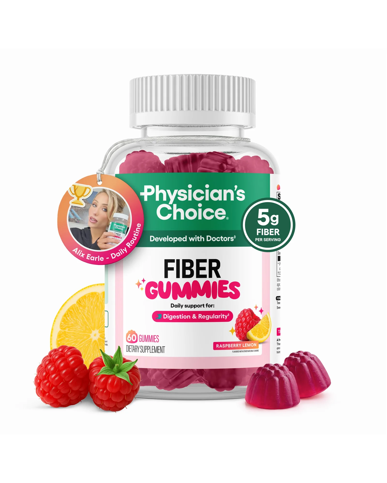 Physician's Choice Fiber Gummies пребиотические жевательные конфеты без сахара — мульти
