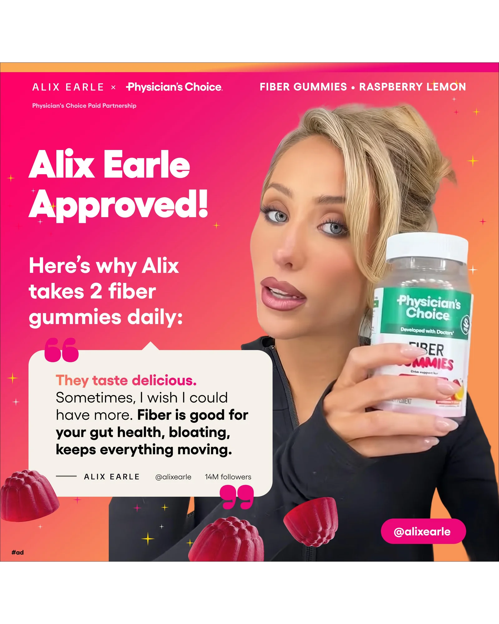Physician's Choice Fiber Gummies пребиотические жевательные конфеты без сахара — 2