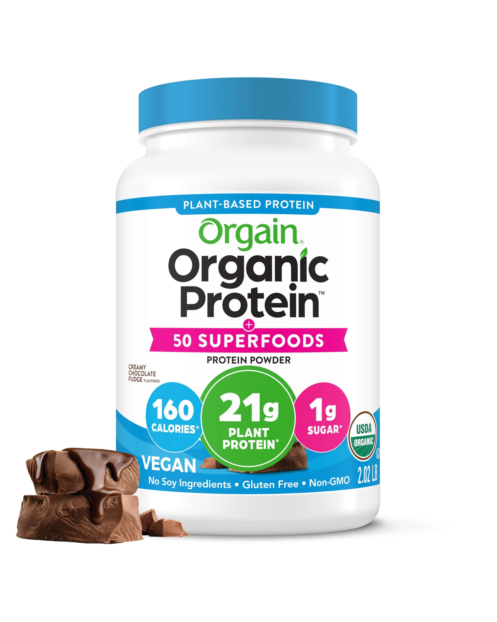 Orgain Organic Vegan Protein + 50 Superfoods Creamy Chocolate Fudge 2.02 lb — коричневый