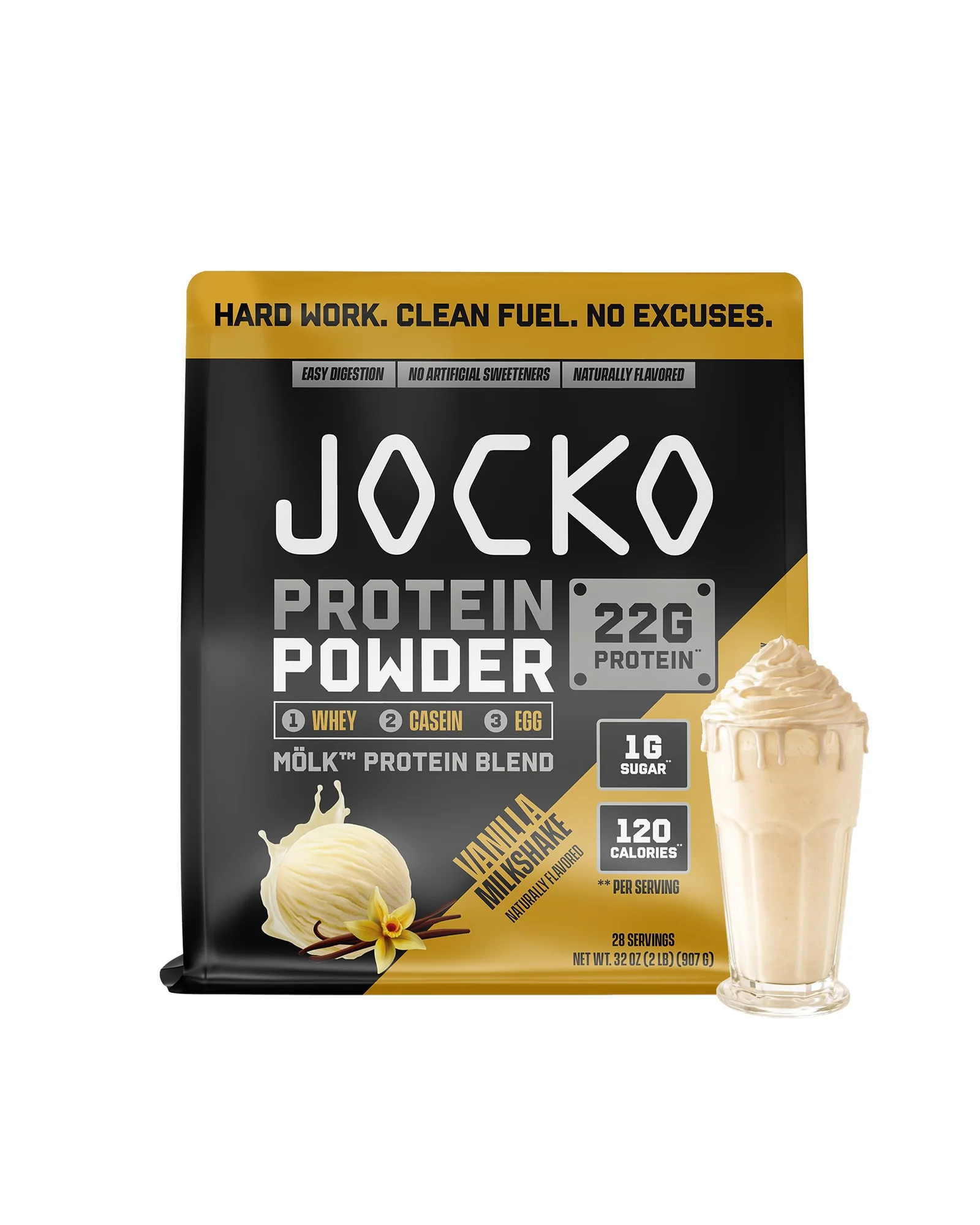Jocko Fuel Whey Protein, ваниль, 22 г белка — черный