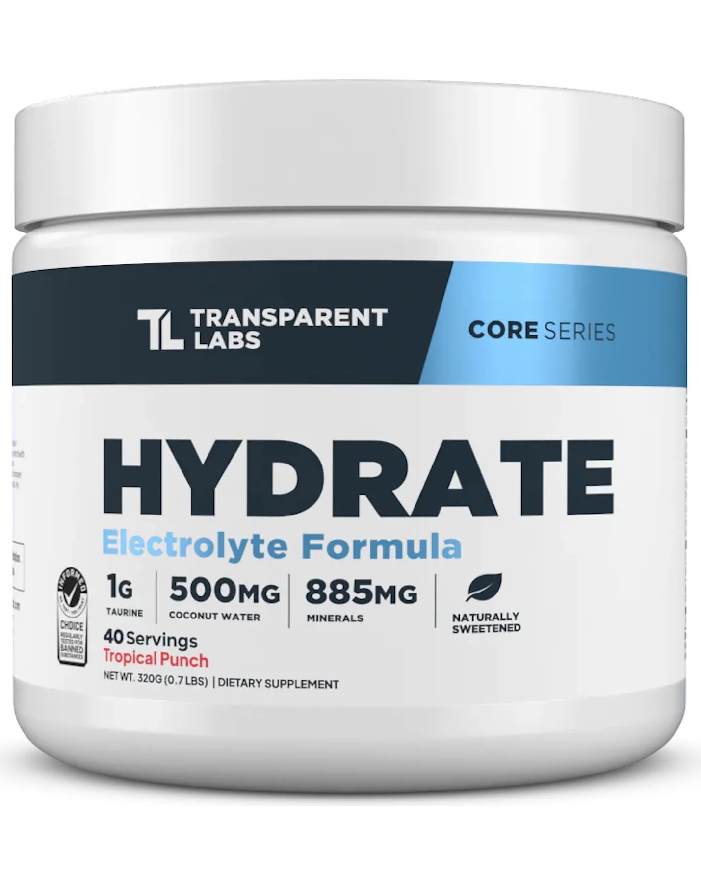 Transparent Labs Hydrate электролитный напиток со вкусом Tropical Punch — белый