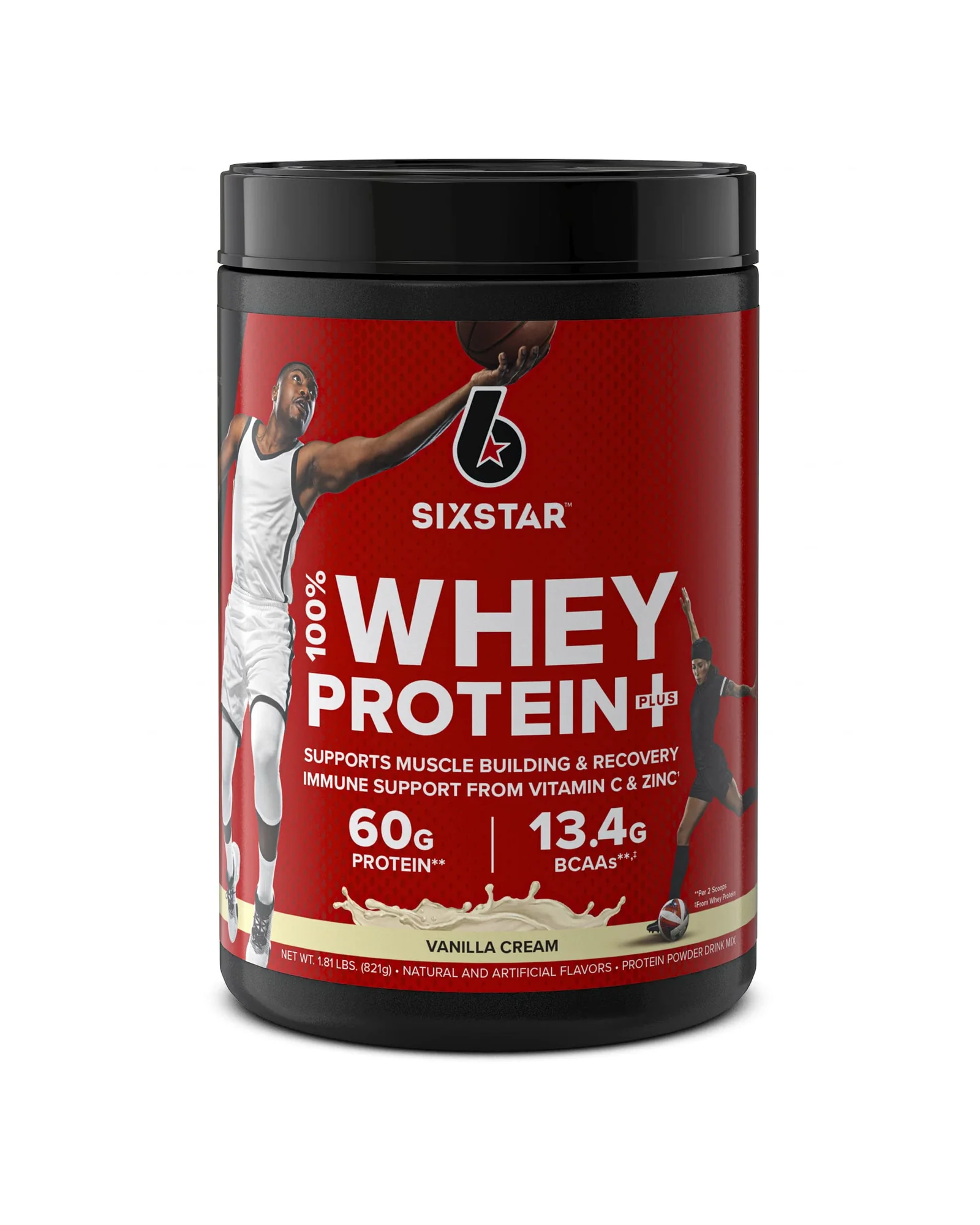 Six Star Whey Protein Plus сывороточный протеин — красный