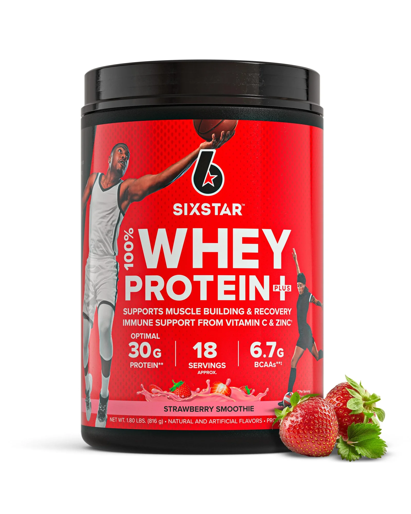 Six Star Whey Protein Plus сывороточный протеин — красный