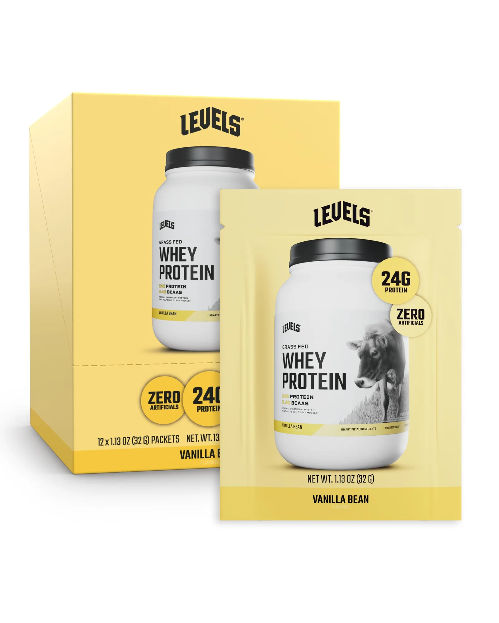 Levels Grass Fed Whey Protein Powder — протеиновый порошок, Ваниль — белый