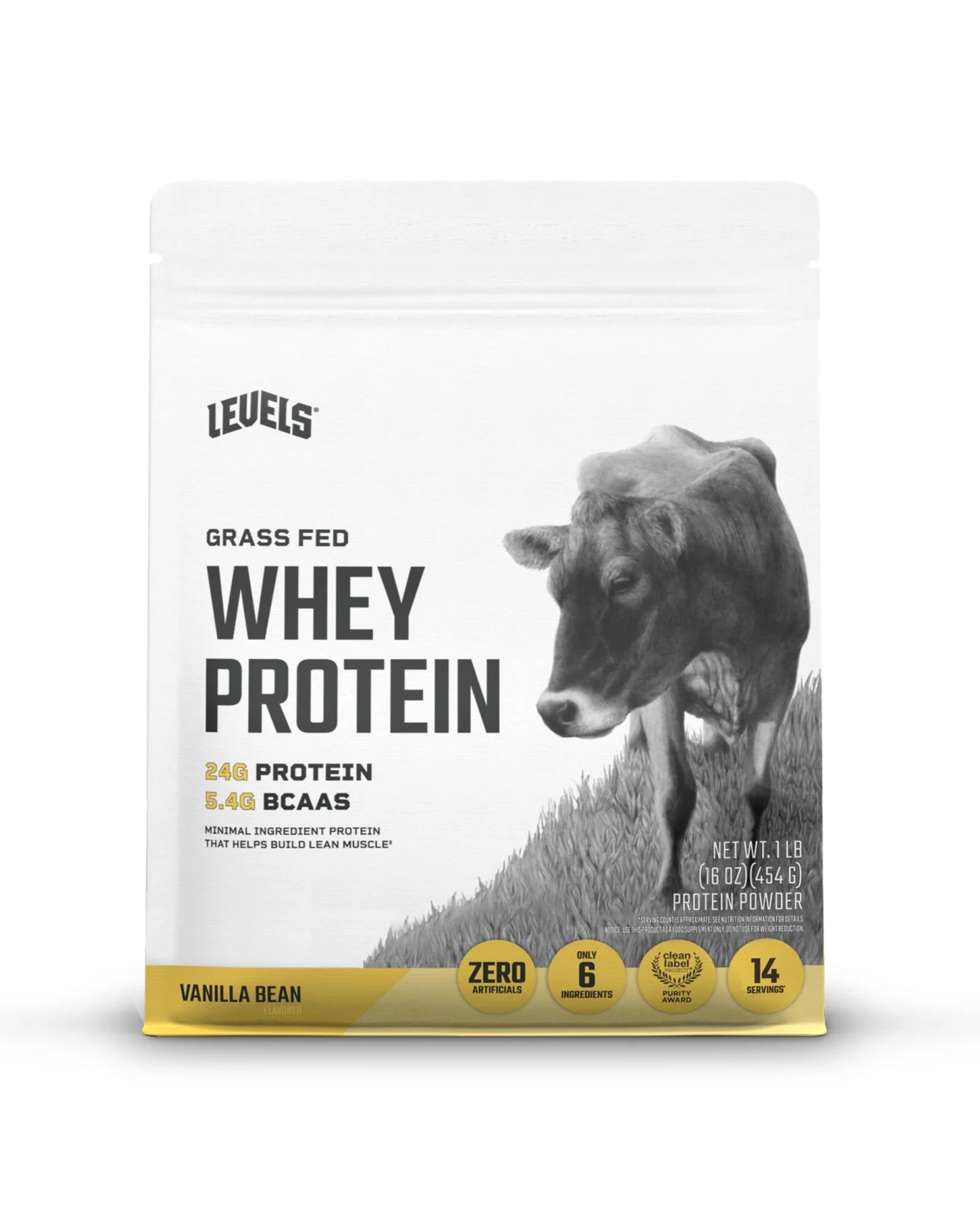 Levels Grass Fed Whey Protein — сывороточный протеин, ваниль, 1 фунт — 1