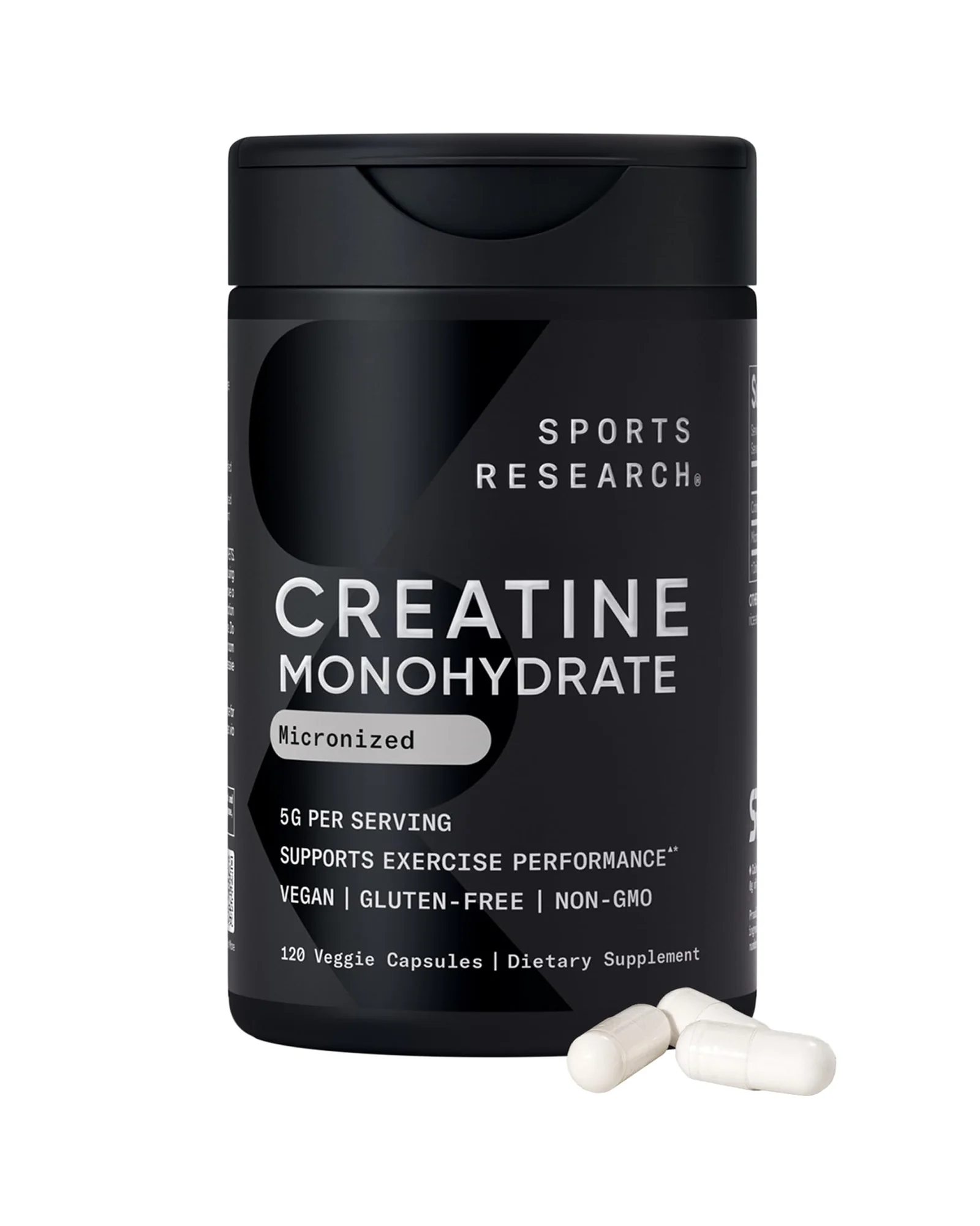 Sports Research Creatine Monohydrate — креатиновые капсулы — черный