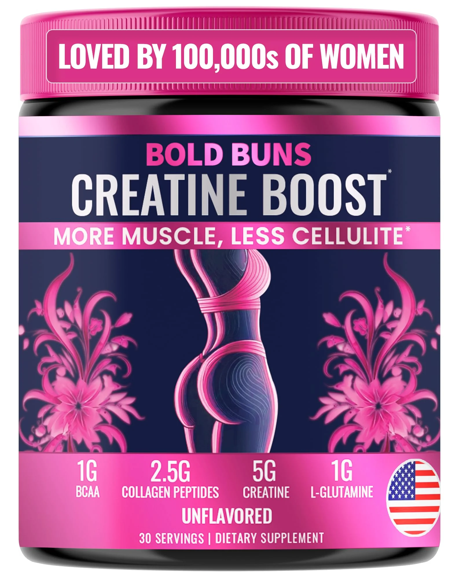 Bold Buns Creatine для женщин с коллагеном и BCAA — розовый