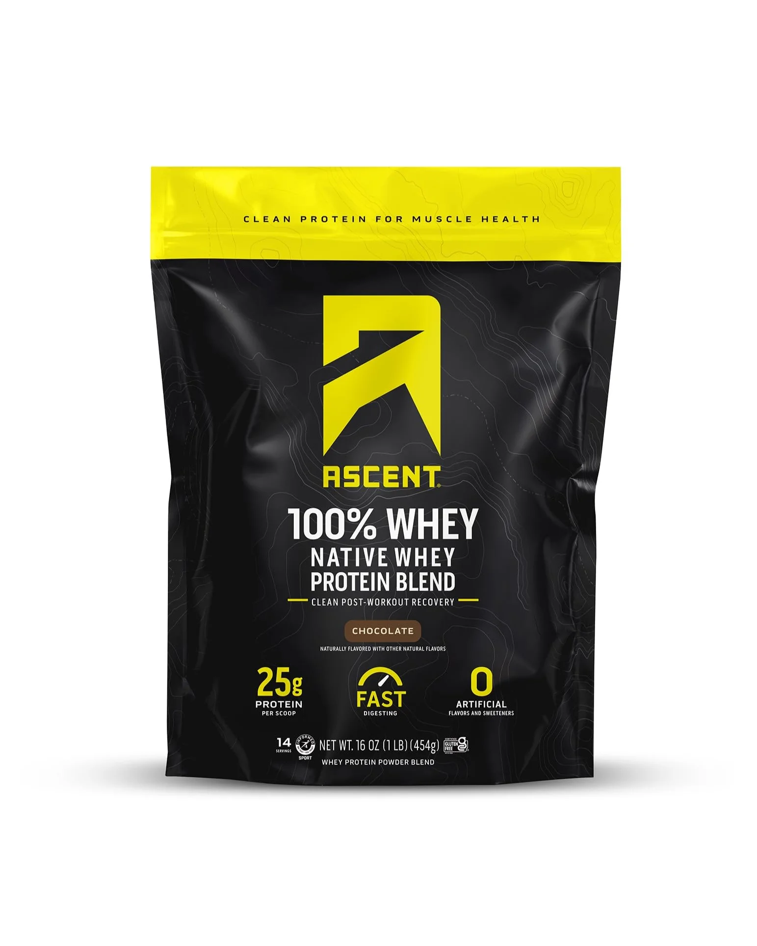 Ascent 100% сывороточный протеин ванильный 2 фунта — желтый