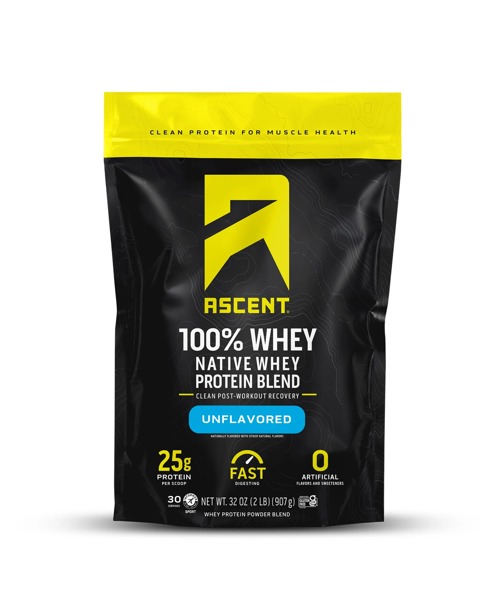 Ascent 100% сывороточный протеин ванильный 2 фунта — желтый