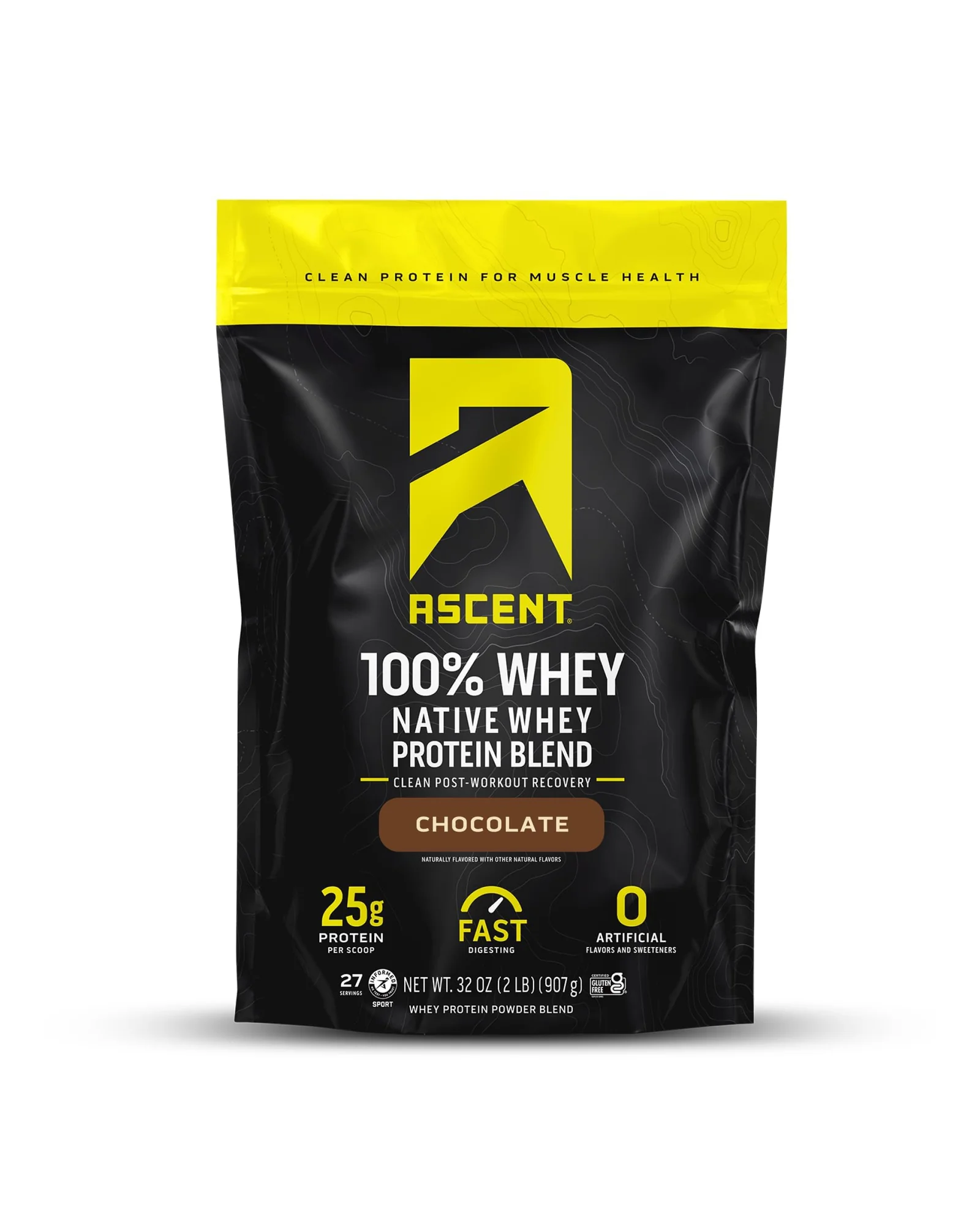Ascent 100% сывороточный протеин ванильный 2 фунта — желтый