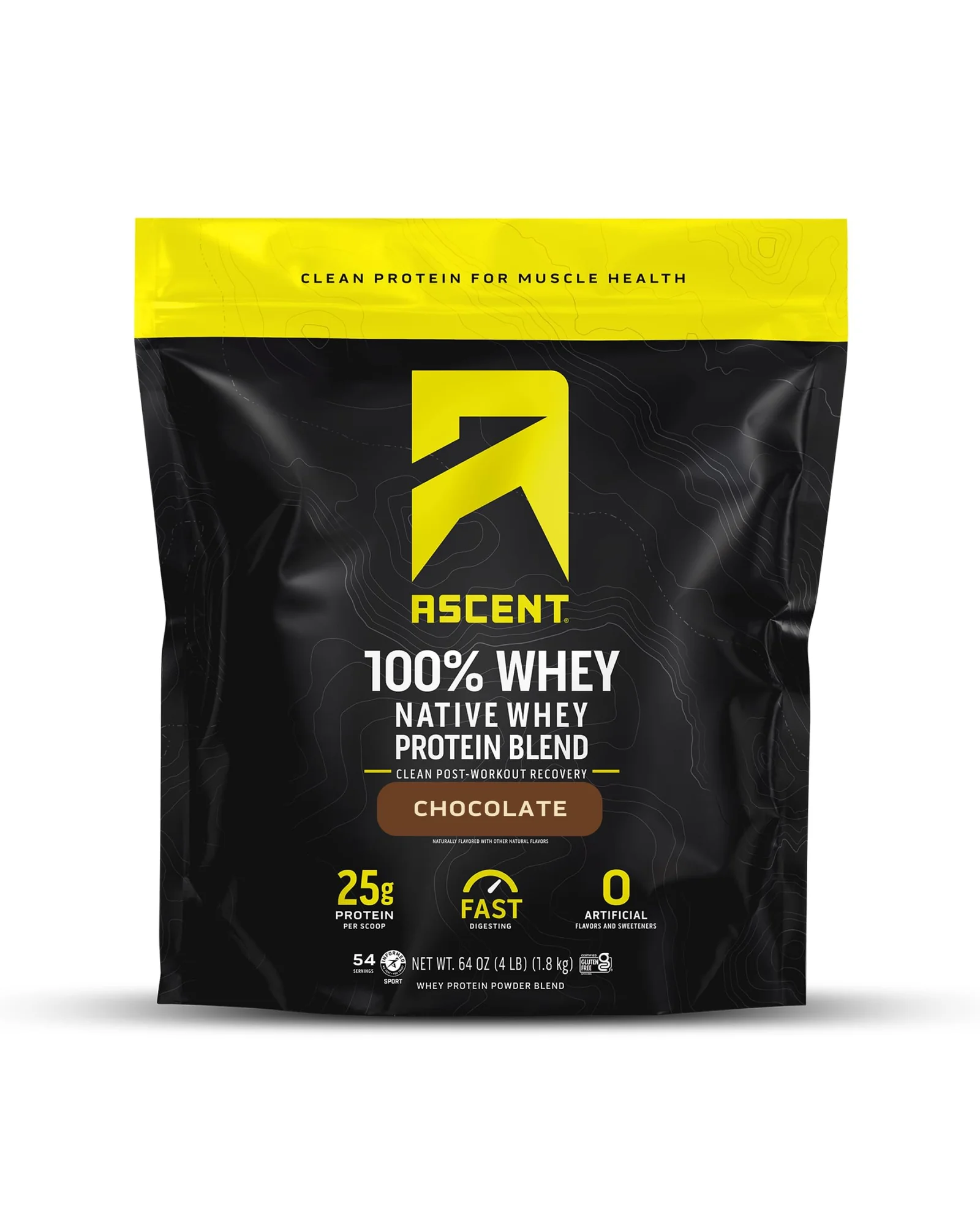 Ascent 100% сывороточный протеин ванильный 2 фунта — желтый