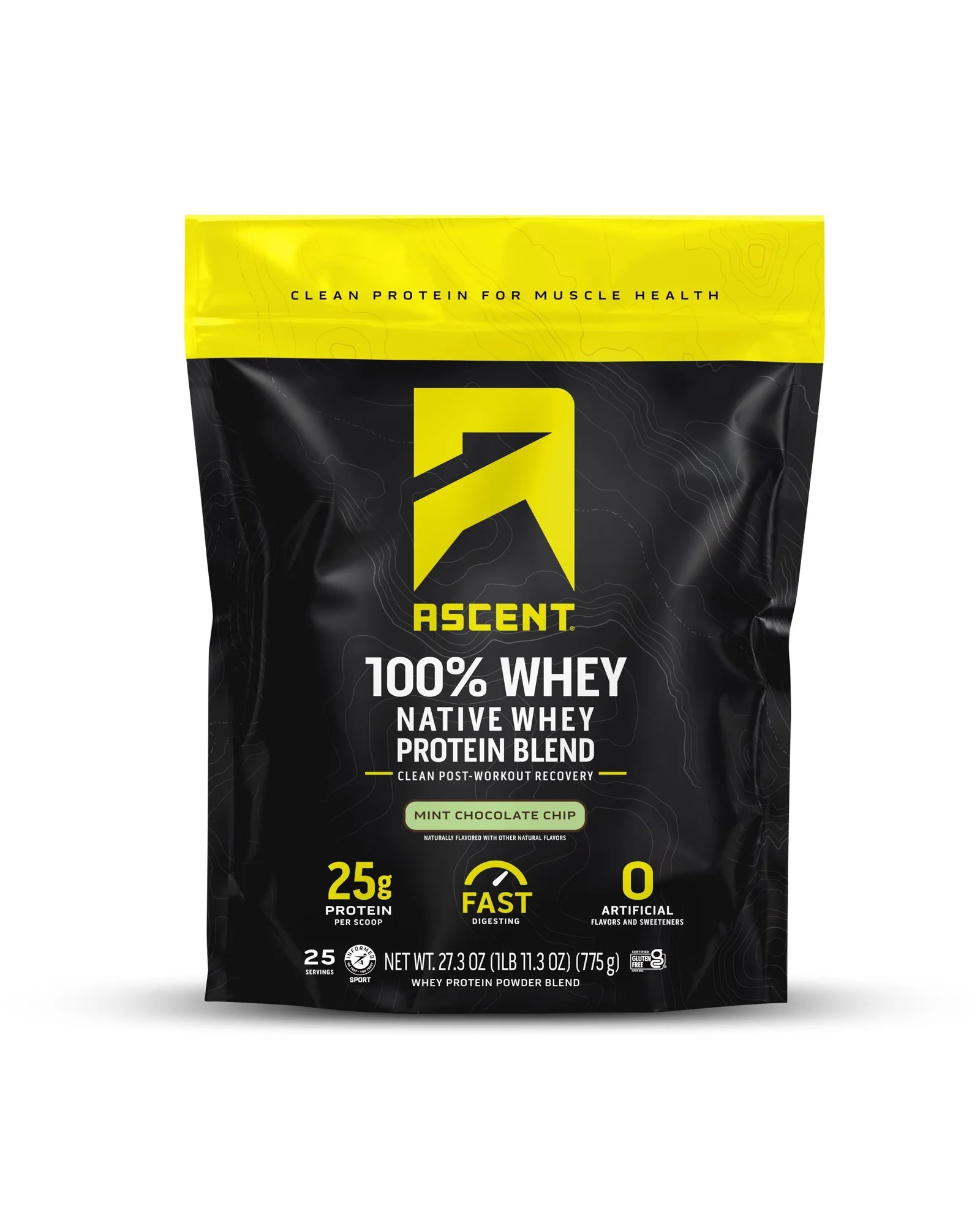 Ascent 100% сывороточный протеин ванильный 2 фунта — желтый