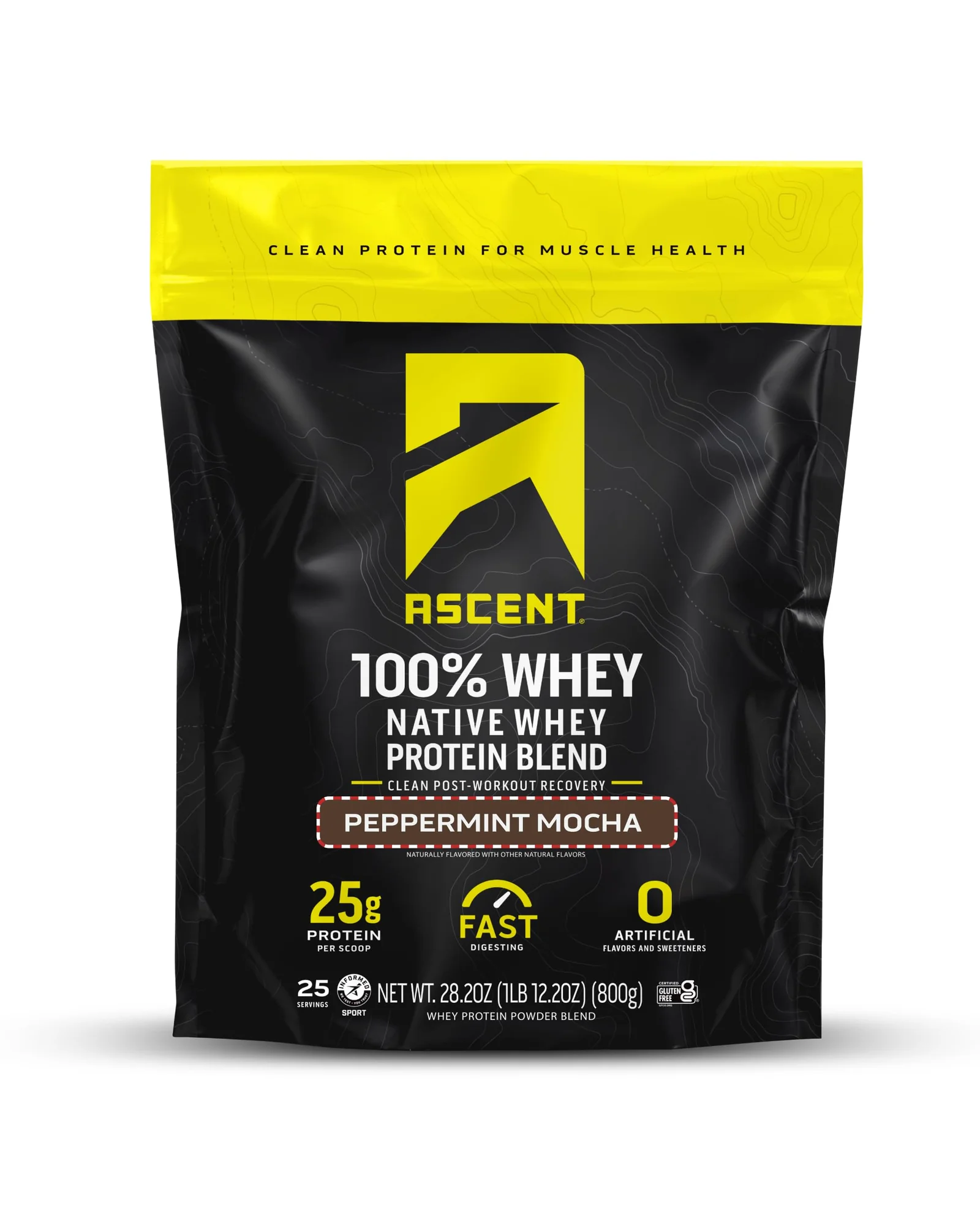 Ascent 100% сывороточный протеин ванильный 2 фунта — желтый
