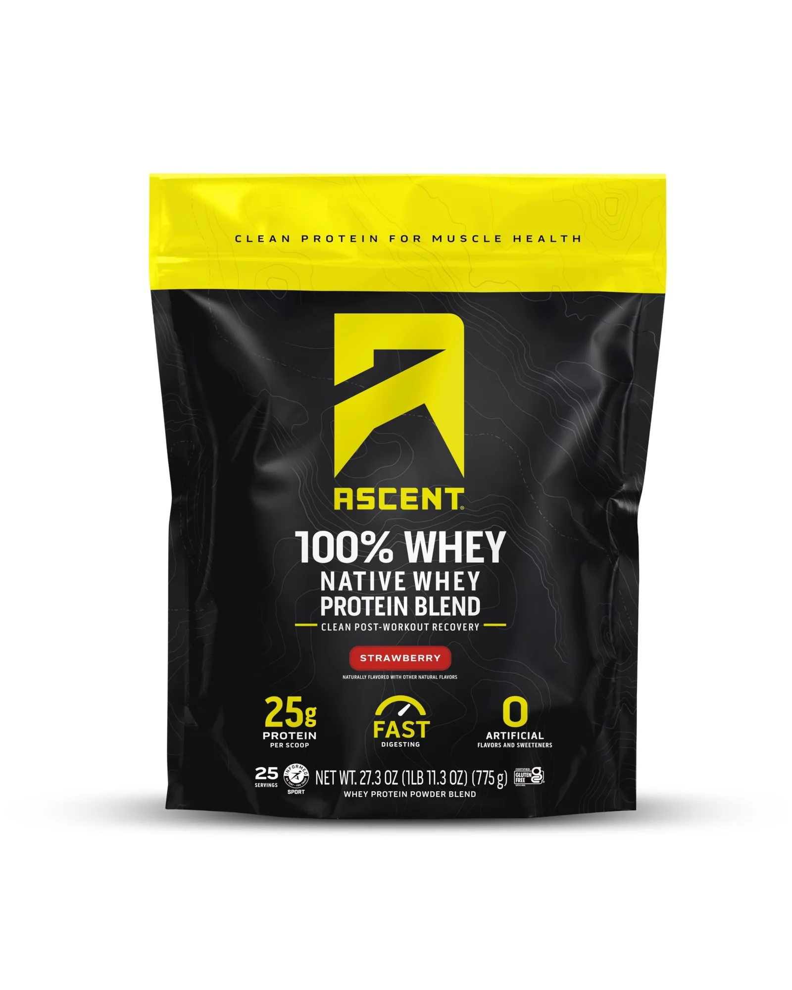 Ascent 100% сывороточный протеин ванильный 2 фунта — желтый