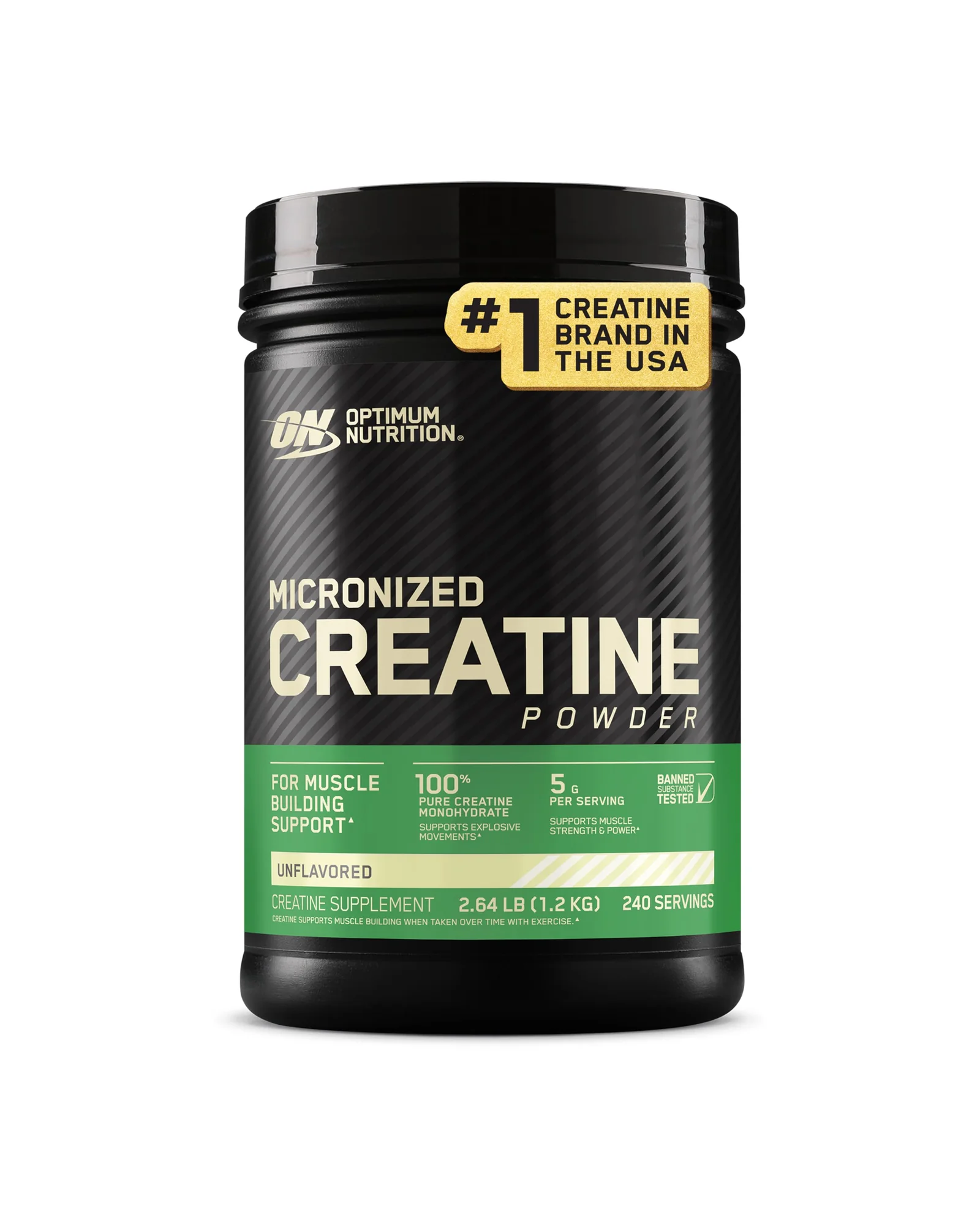 Optimum Nutrition Creatine — микронизированный монохидрат — черный