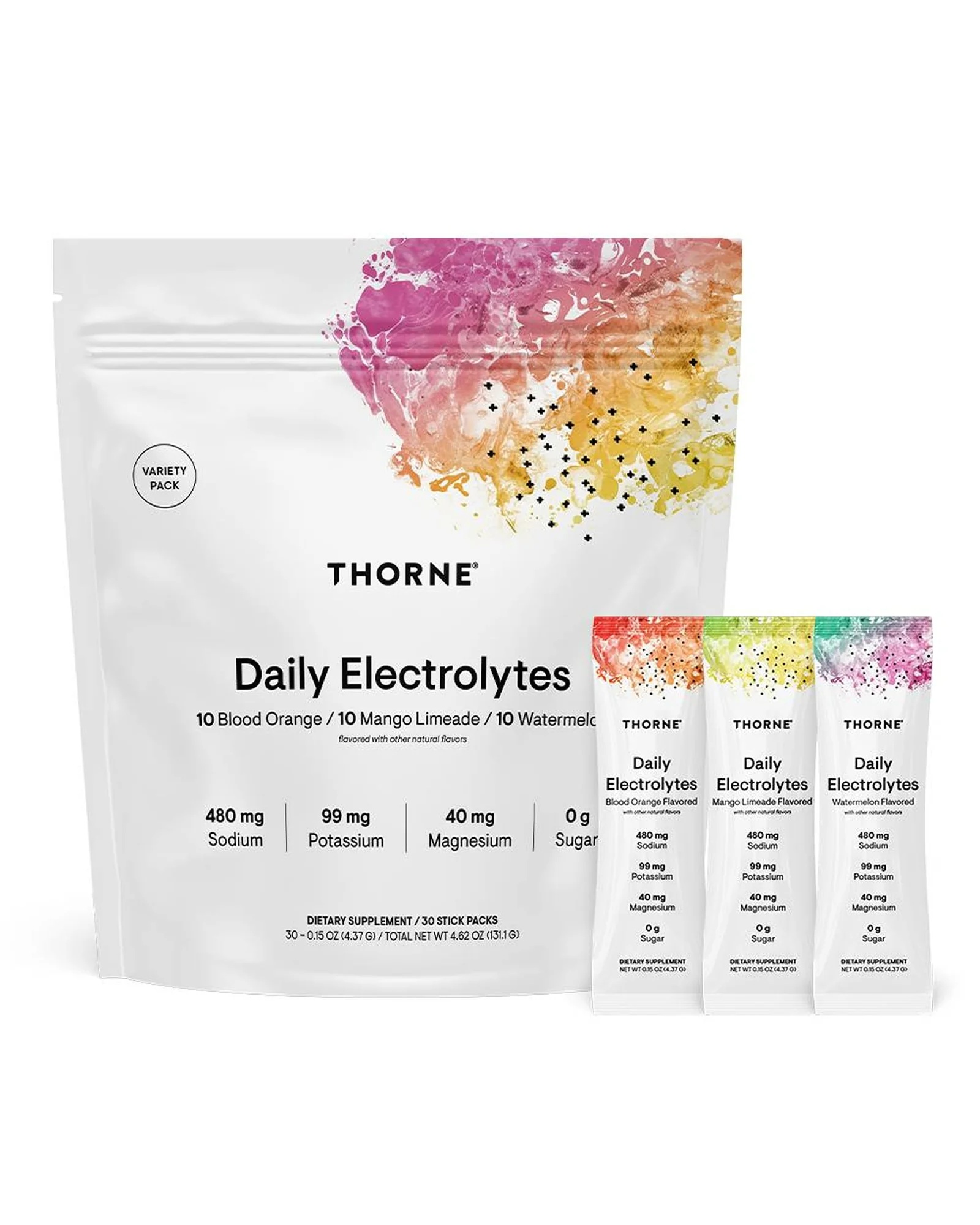 THORNE Daily Electrolytes электролитный порошок без сахара, 30 пакетиков — мульти