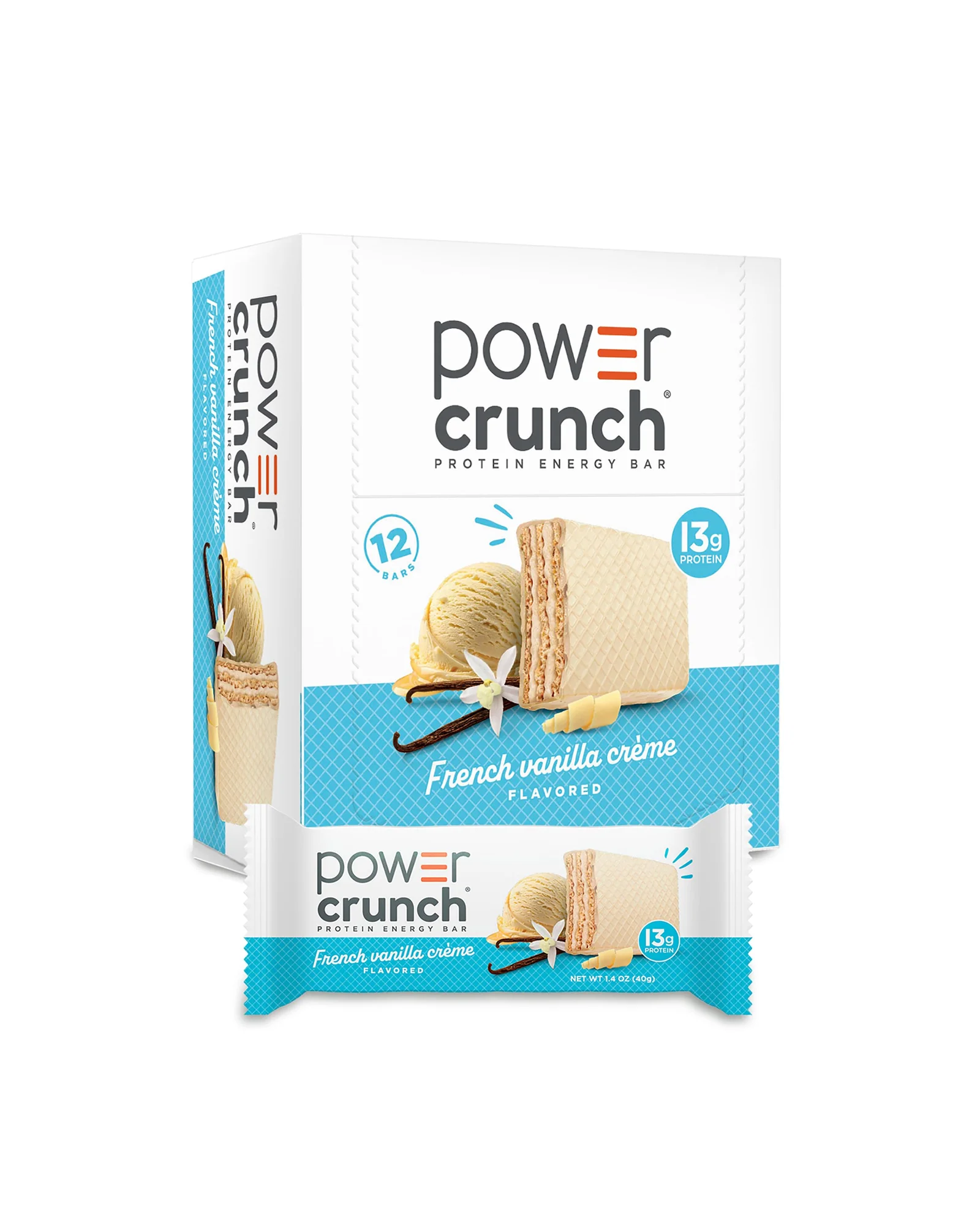 Power Crunch протеиновые батончики Ваниль (12шт) — бежевый