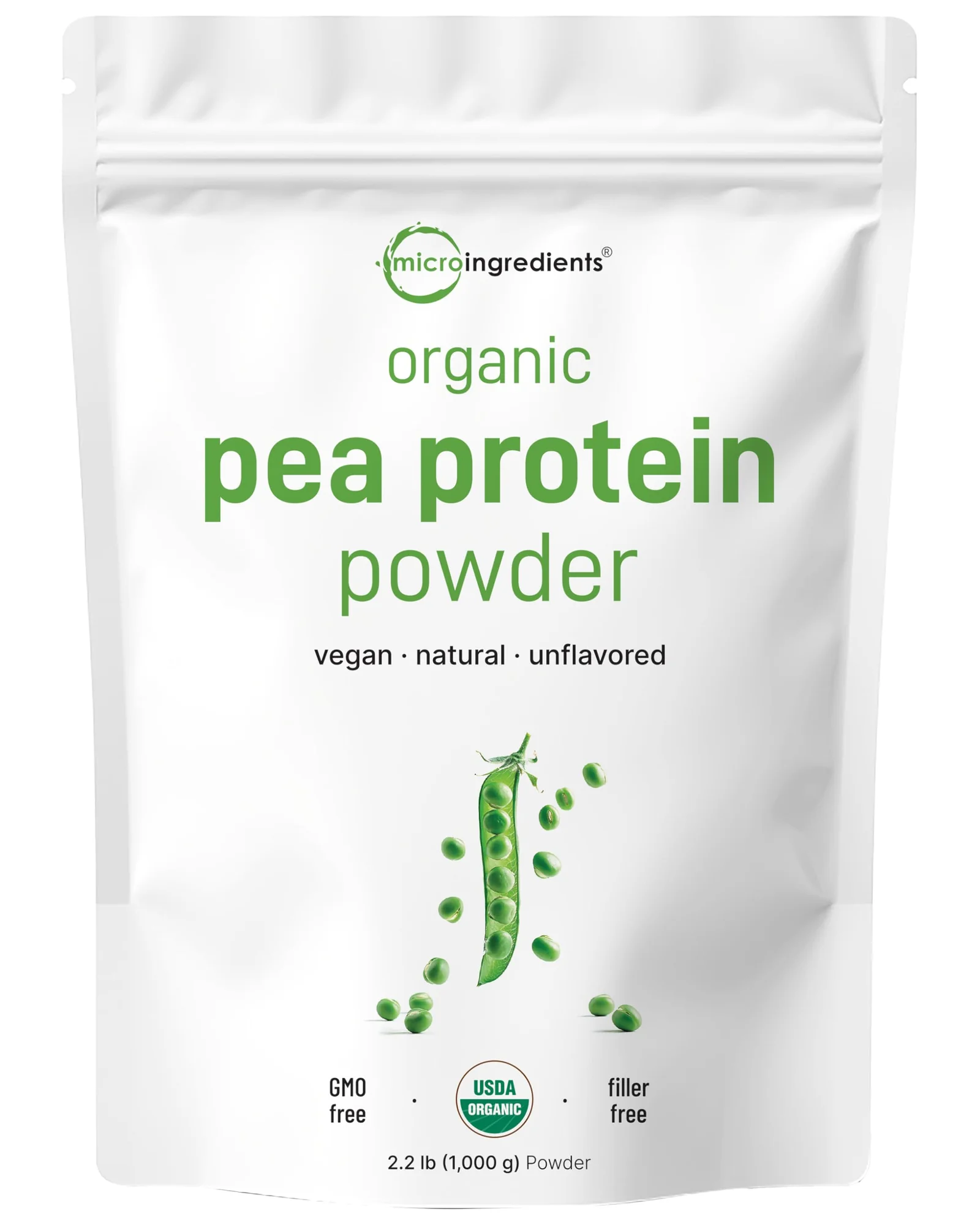 North America Grown Pea Protein Powder органический 1 кг — белый