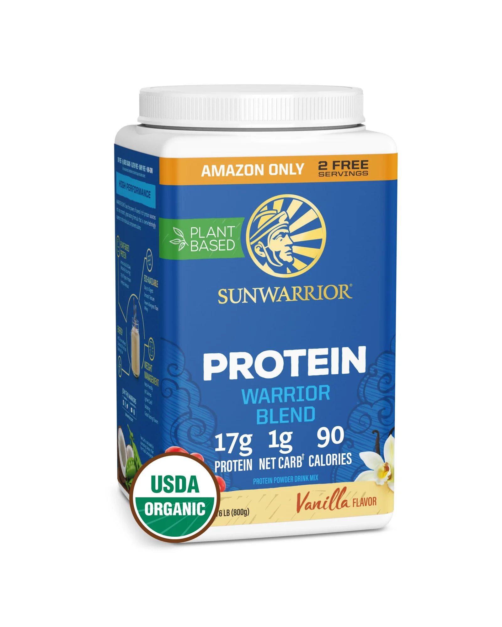 Sunwarrior Warrior Blend - органический веганский протеин со вкусом ванили 32 порции — 1