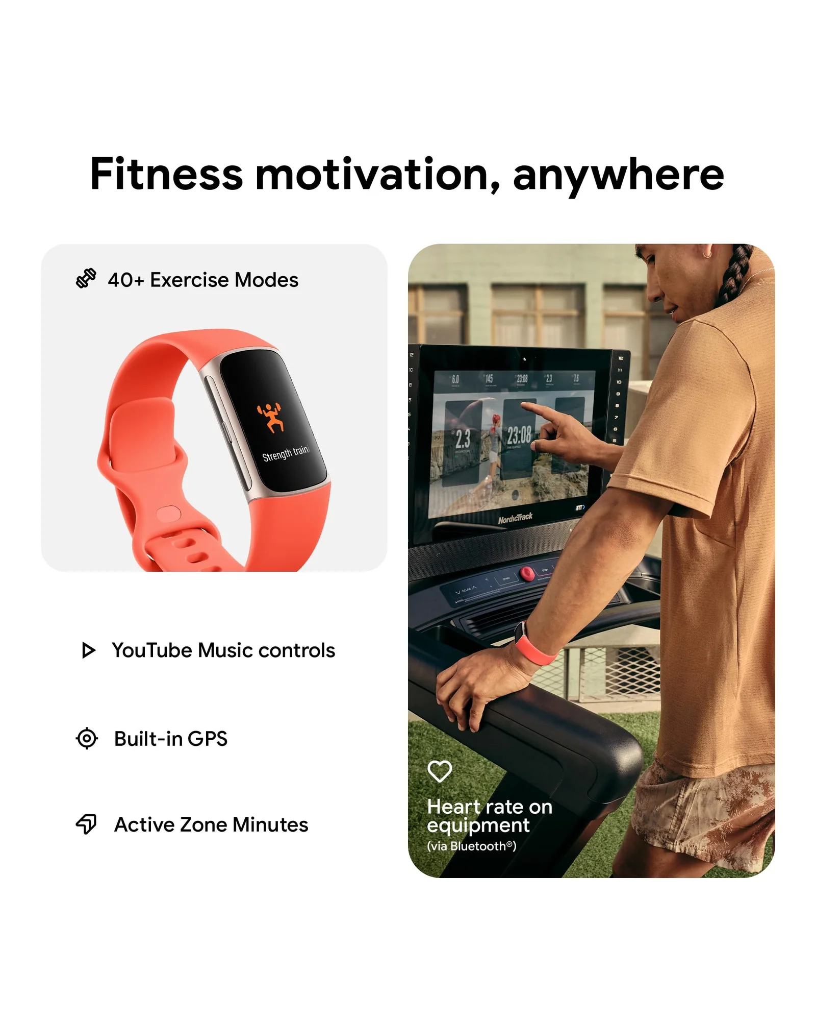 Фитнес-браслет Fitbit Charge 6 Золотой корпус красный ремешок — 4