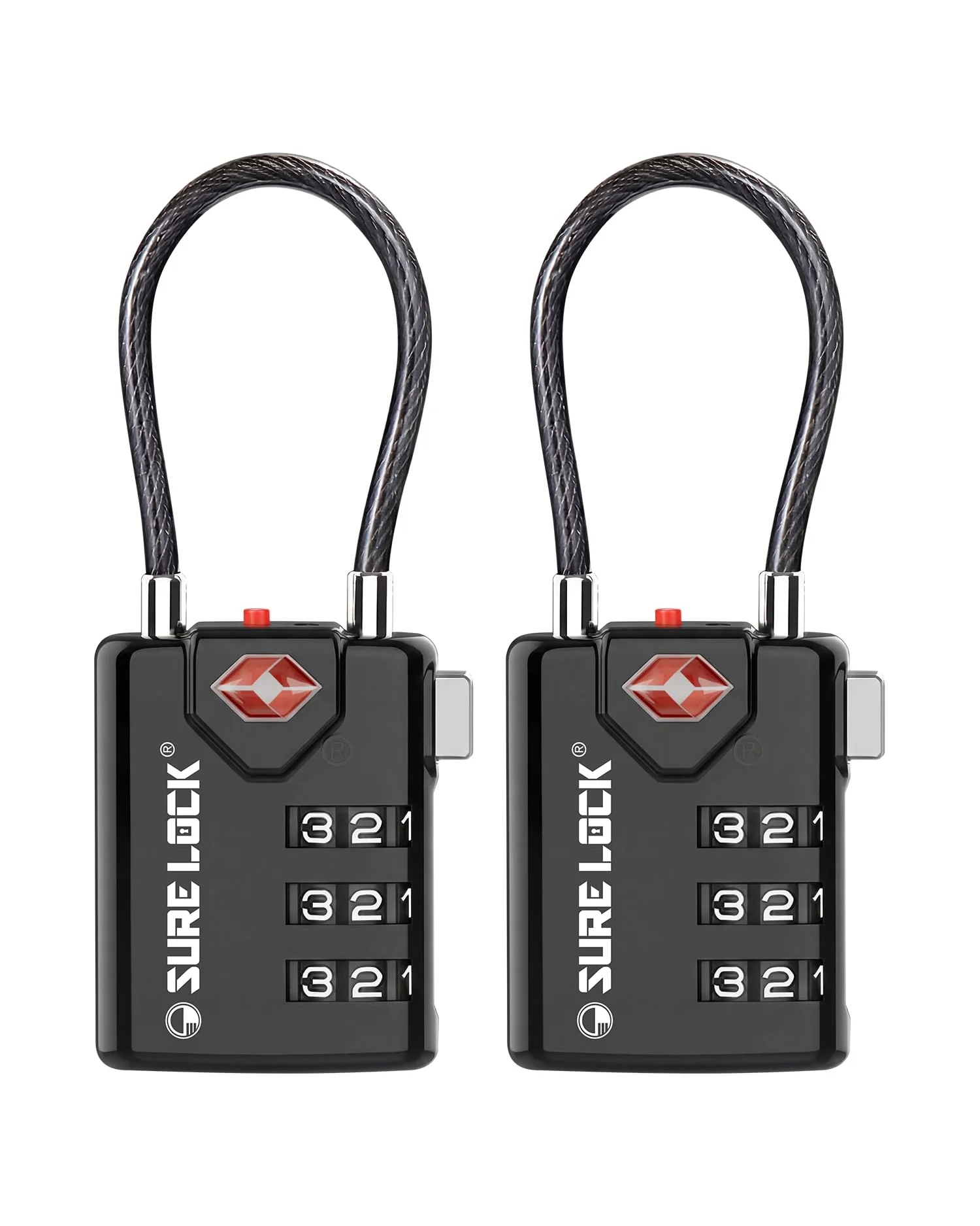 SURE LOCK замок багажа TSA 3-значный, 2 штуки — 1