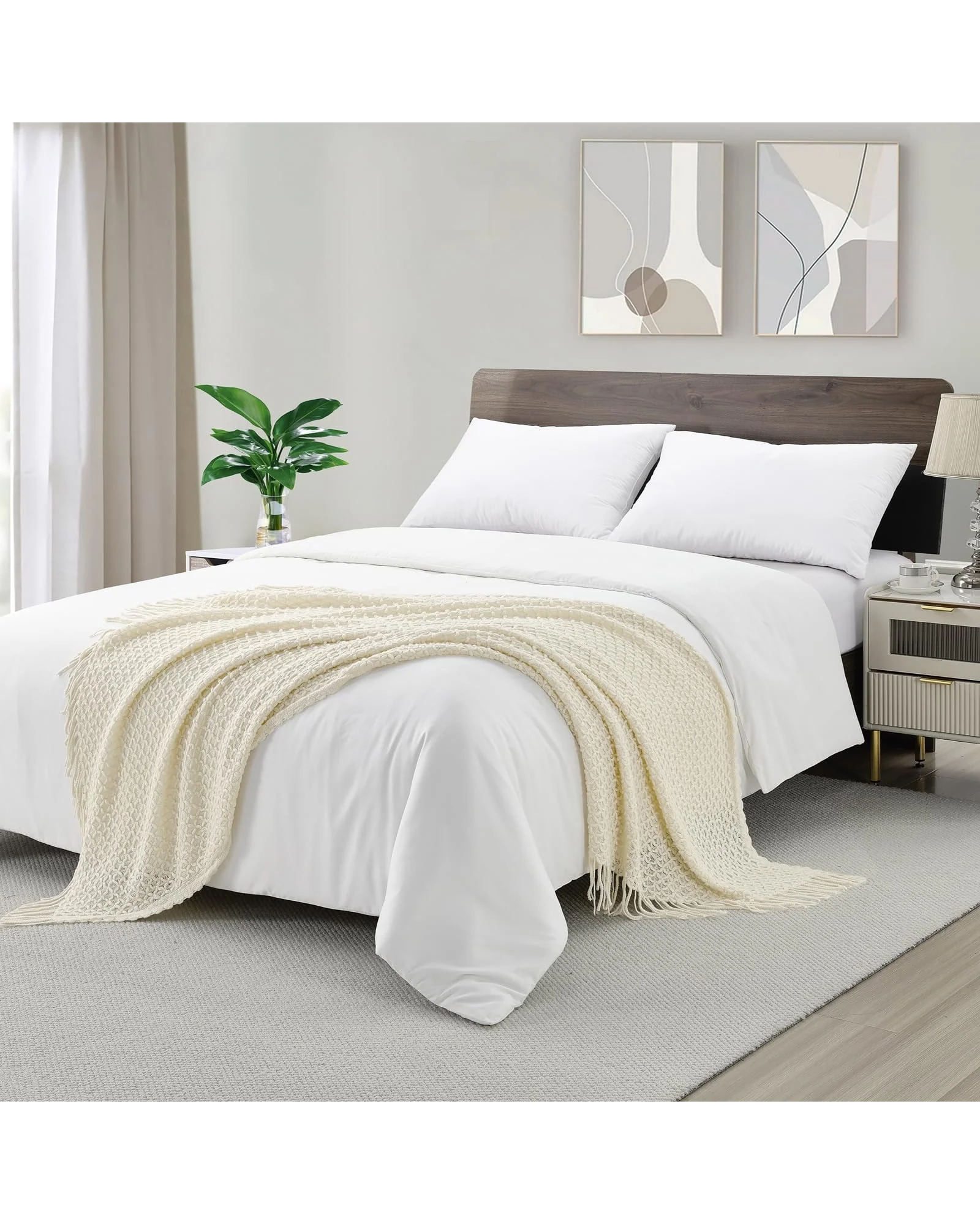 Плед вязаный CREVENT 50×60 Бежевый Beige X — 3