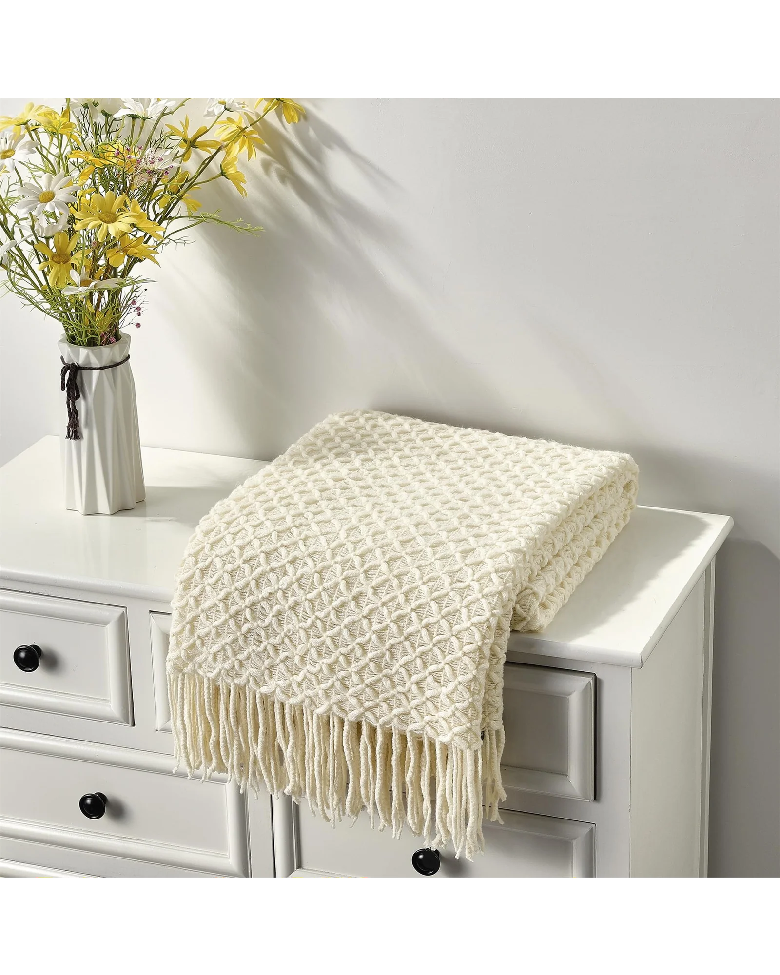 Плед вязаный CREVENT 50×60 Бежевый Beige X — 4