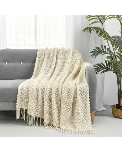 Плед вязаный CREVENT 50×60 Бежевый Beige X