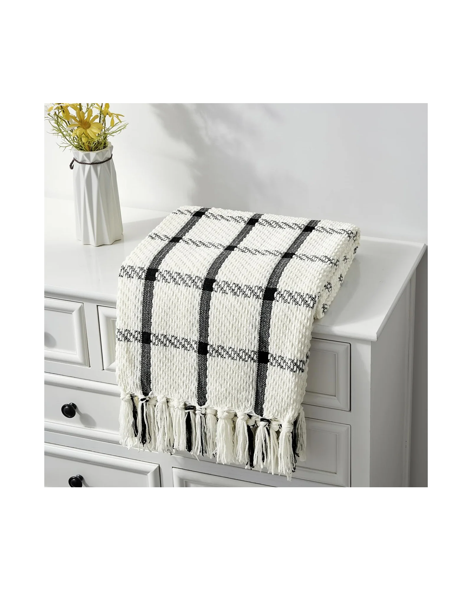 Плед вязаный CREVENT 50×60 Чёрный Chenille — 1