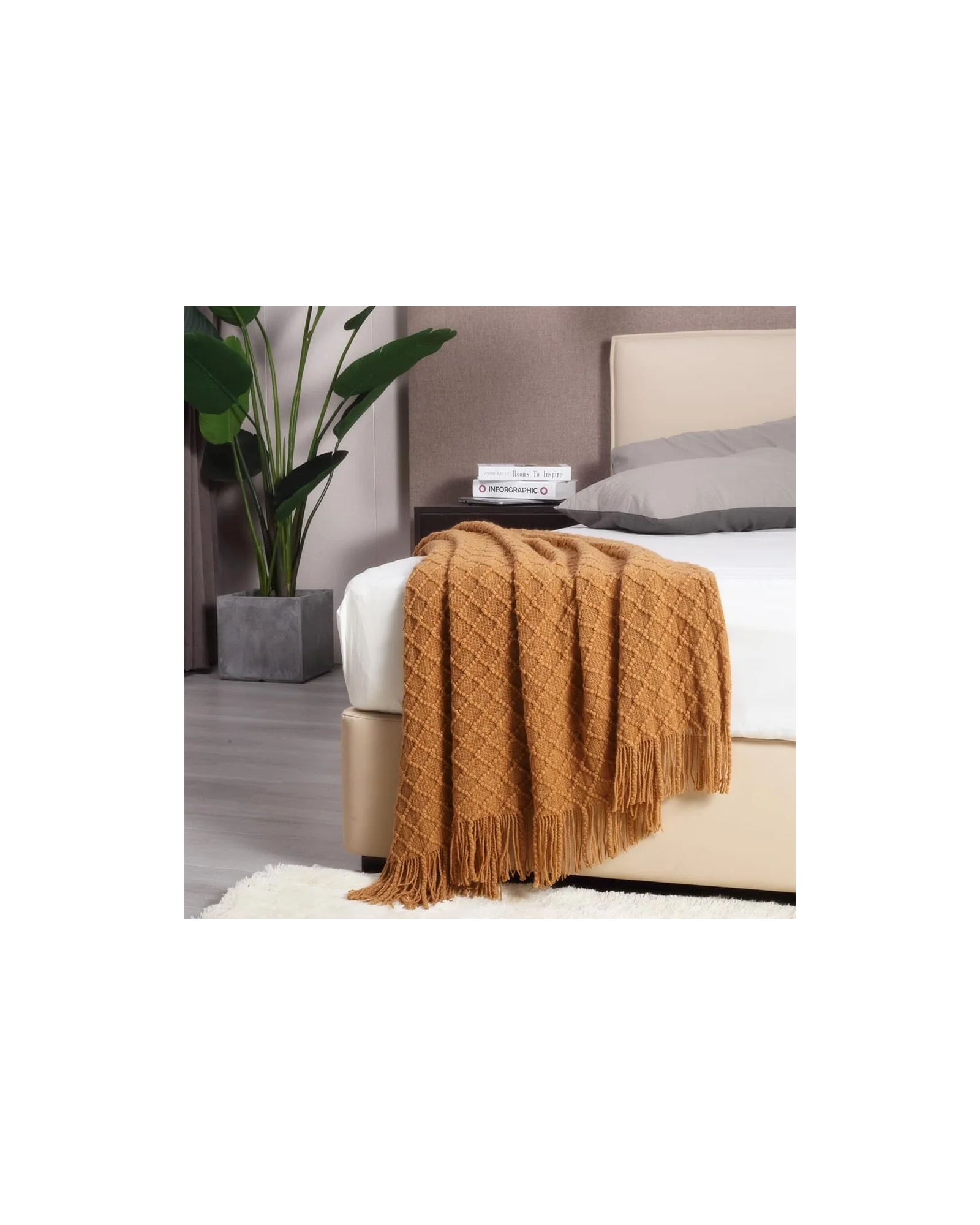 Плед вязаный CREVENT 50×60 Коричневый — 3