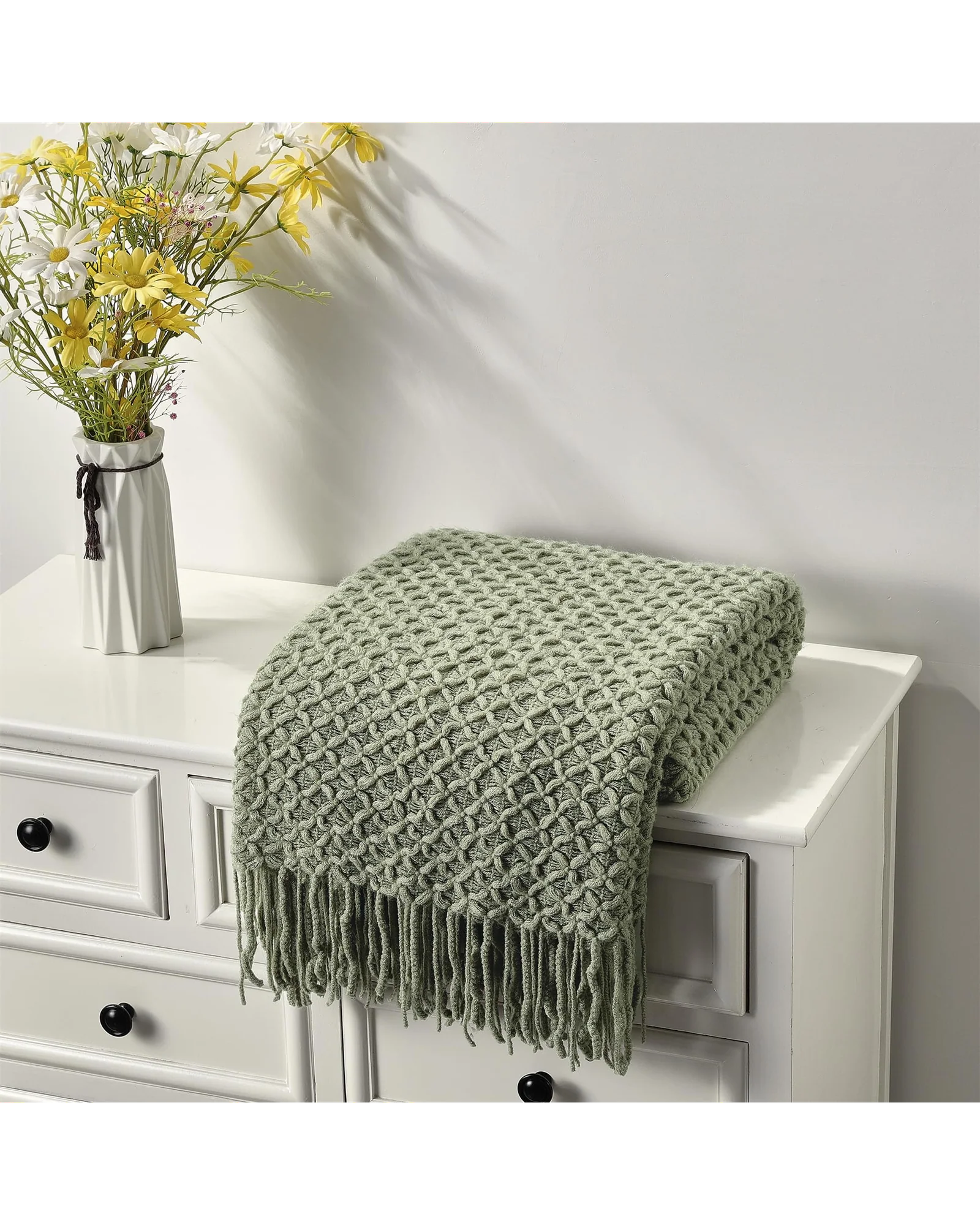 Плед вязаный CREVENT 50×60 Шалфейный Sage Green — 4