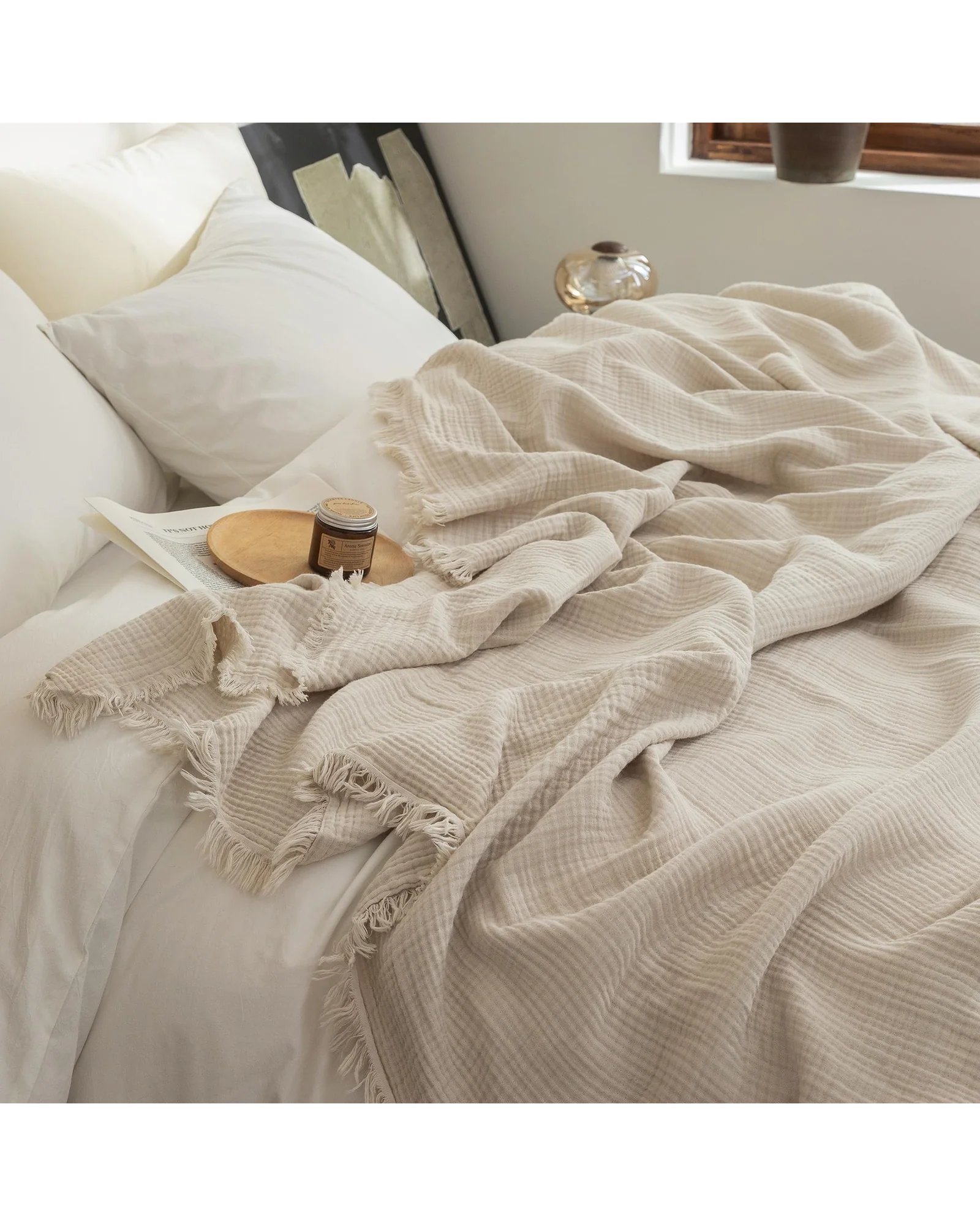 Плед муслиновый FOSSA 98×98 Бежевый Beige — 2
