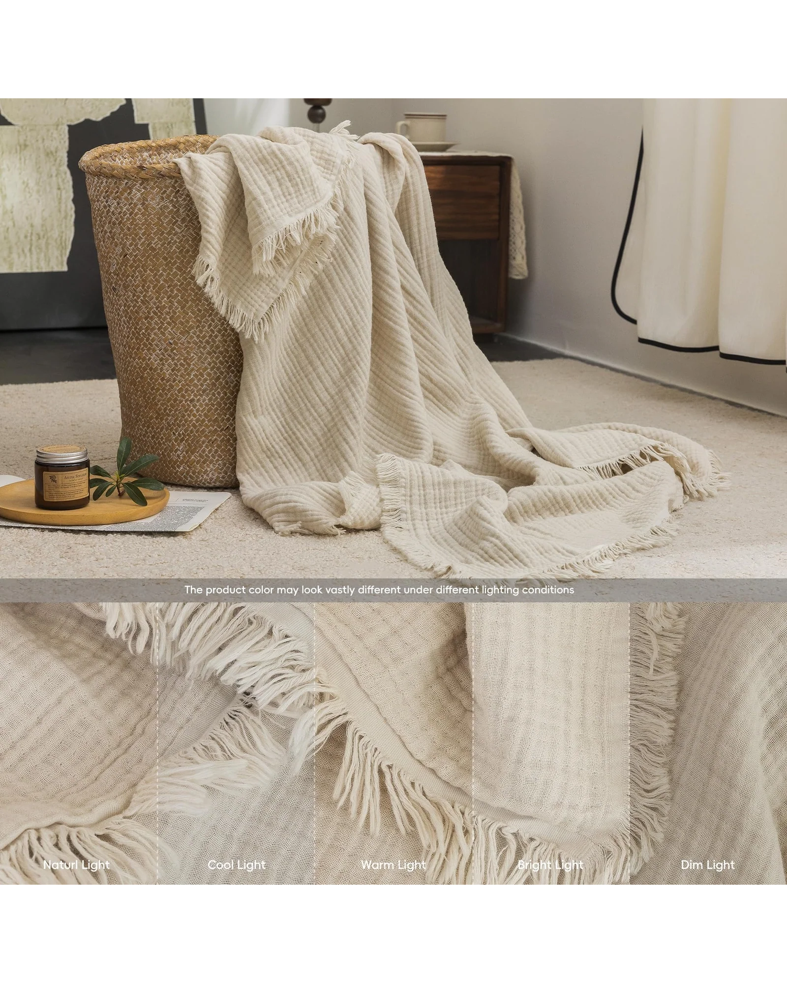 Плед муслиновый FOSSA 98×98 Бежевый Beige — 4