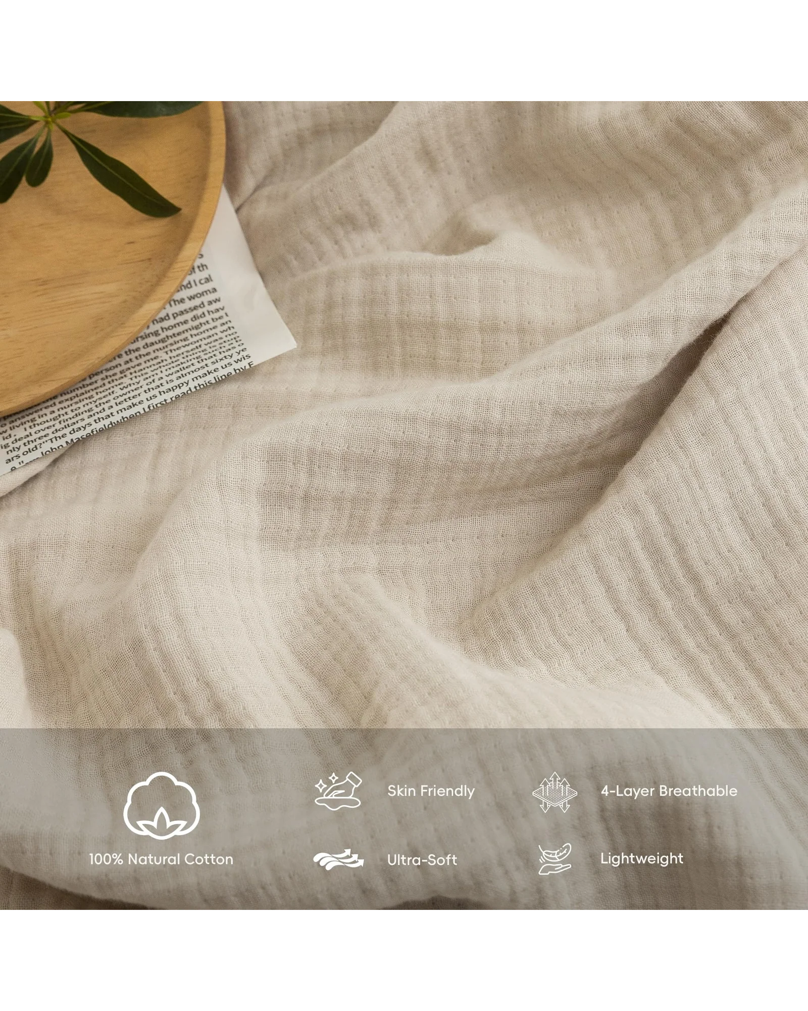 Плед муслиновый FOSSA 98×98 Бежевый Beige — 6