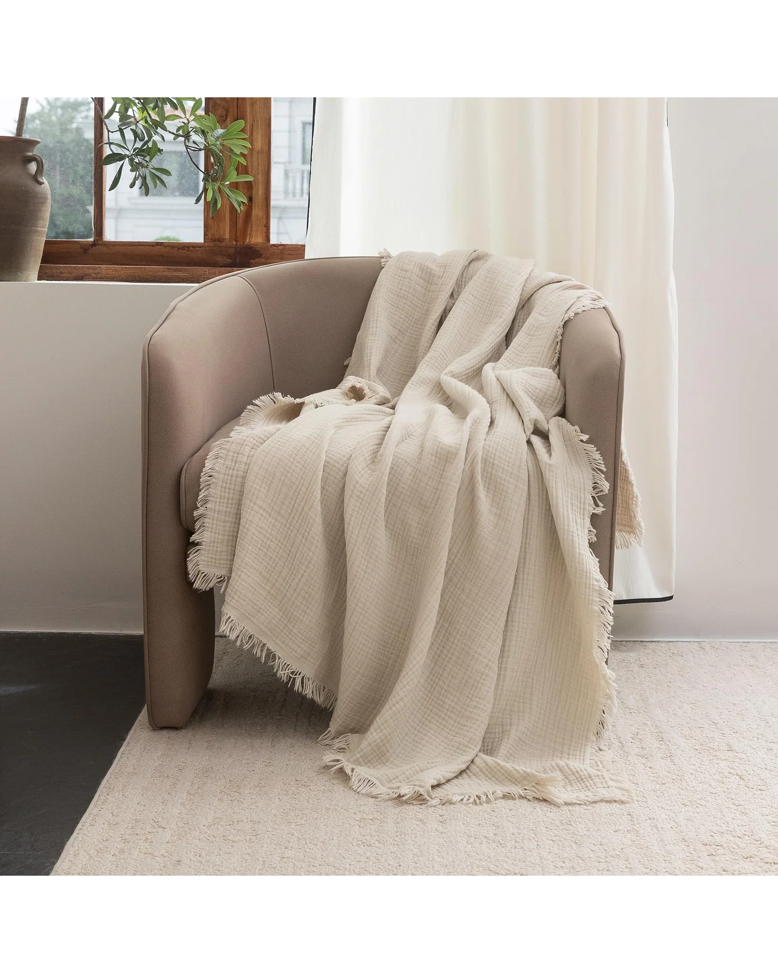 Плед муслиновый FOSSA 98×98 Бежевый Beige — 7