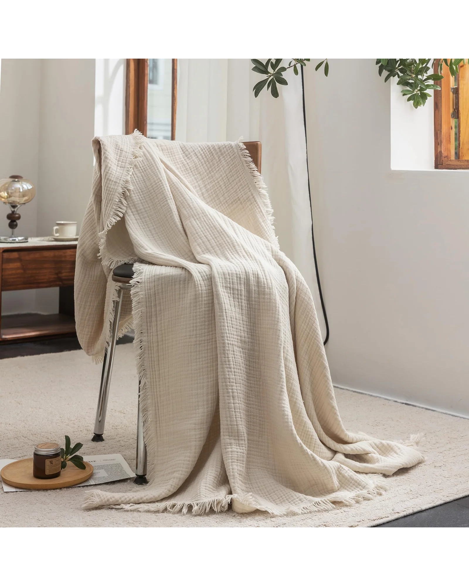 Плед муслиновый FOSSA 98×98 Бежевый Beige — 8