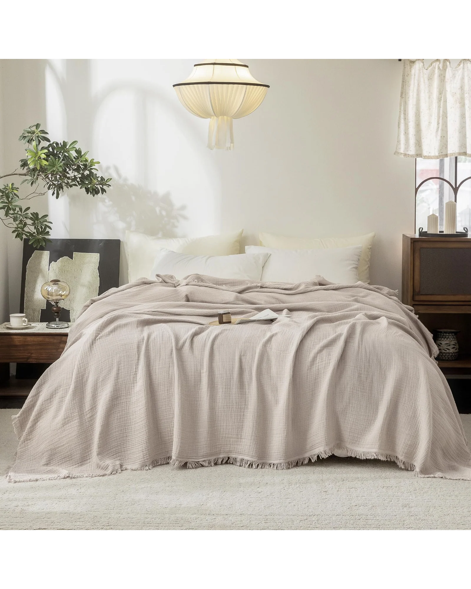 Плед муслиновый FOSSA 98×98 Бежево-серый Beige Gray — 1