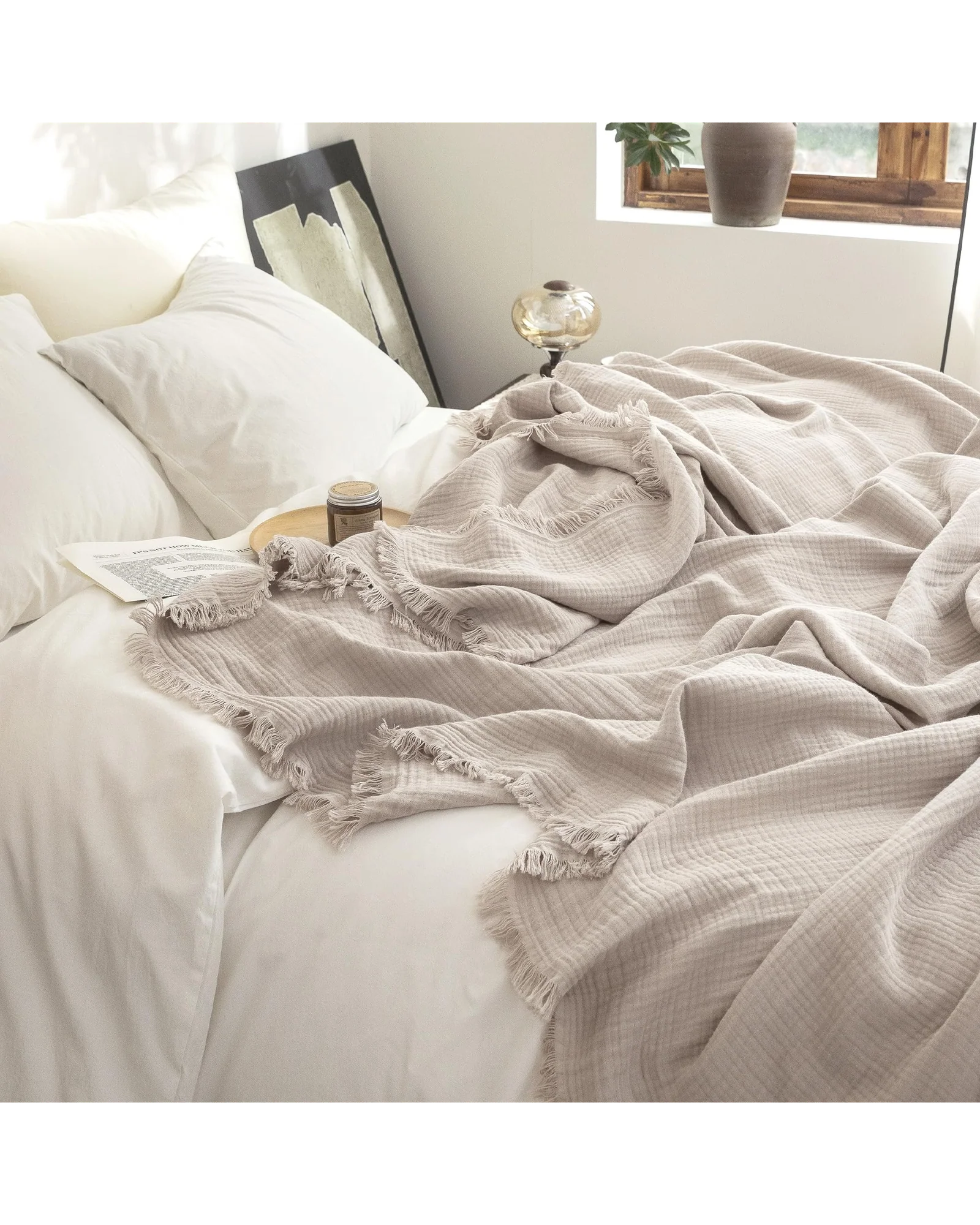 Плед муслиновый FOSSA 98×98 Бежево-серый Beige Gray — 2