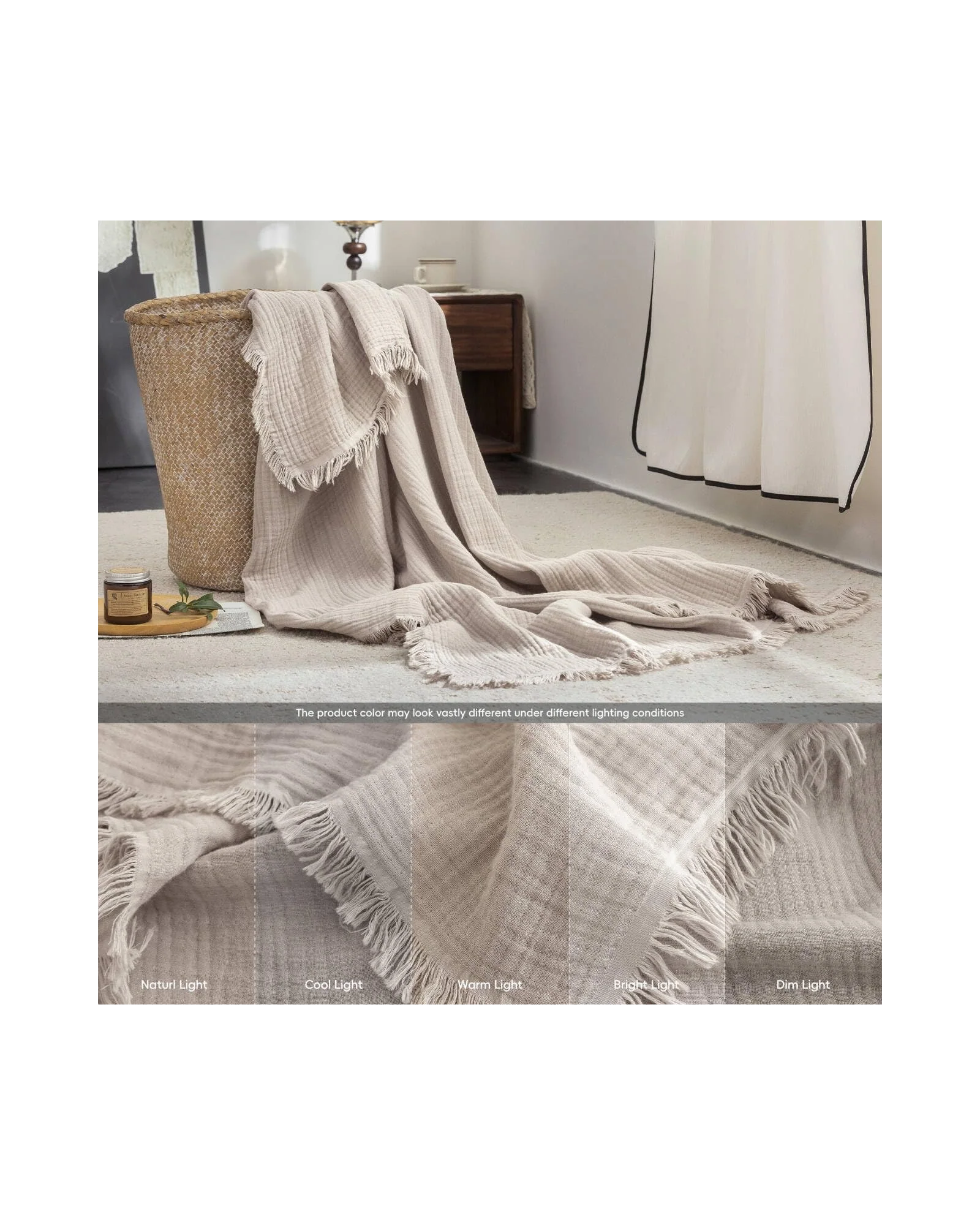 Плед муслиновый FOSSA 98×98 Бежево-серый Beige Gray — 4