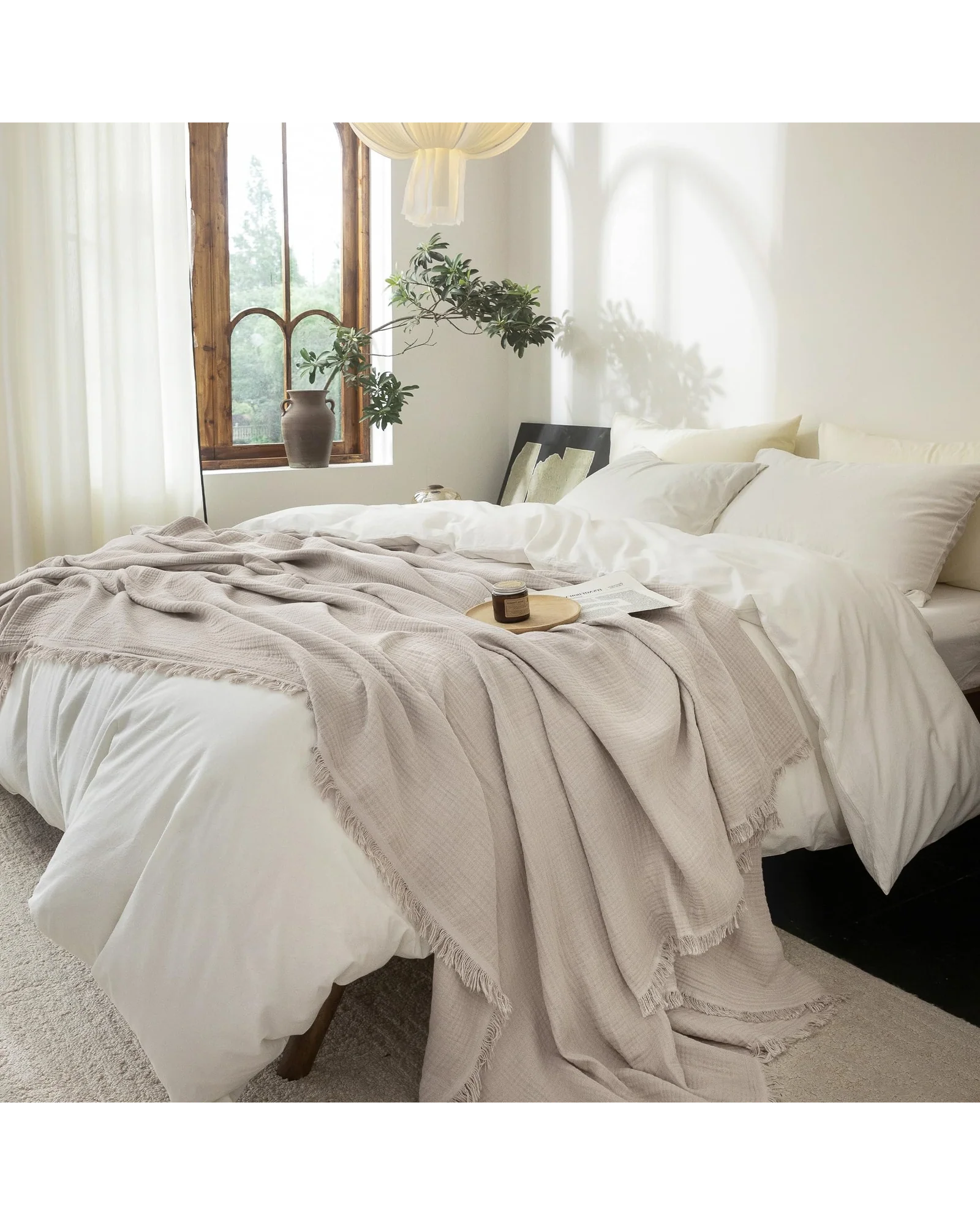 Плед муслиновый FOSSA 98×98 Бежево-серый Beige Gray — 5