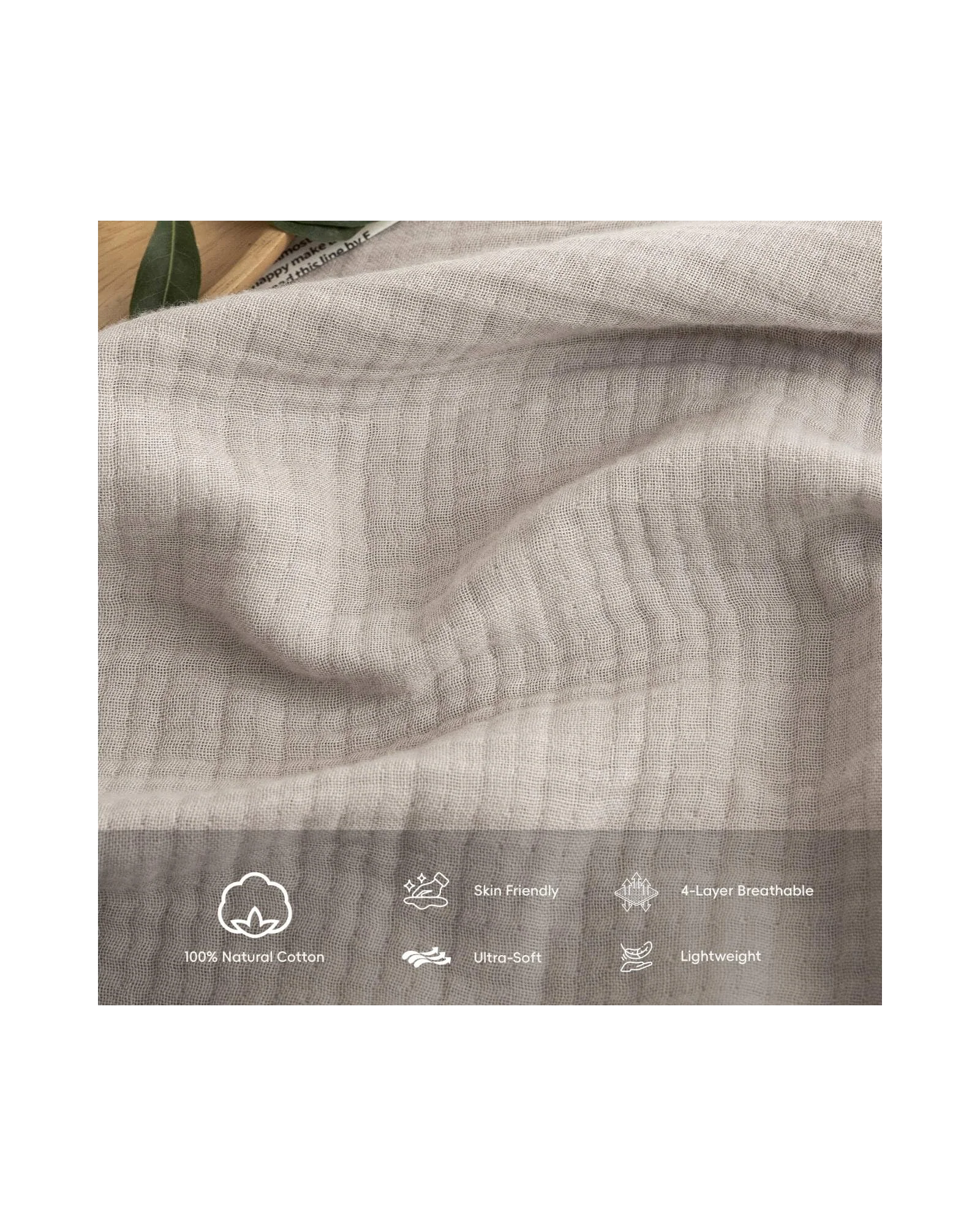 Плед муслиновый FOSSA 98×98 Бежево-серый Beige Gray — 6