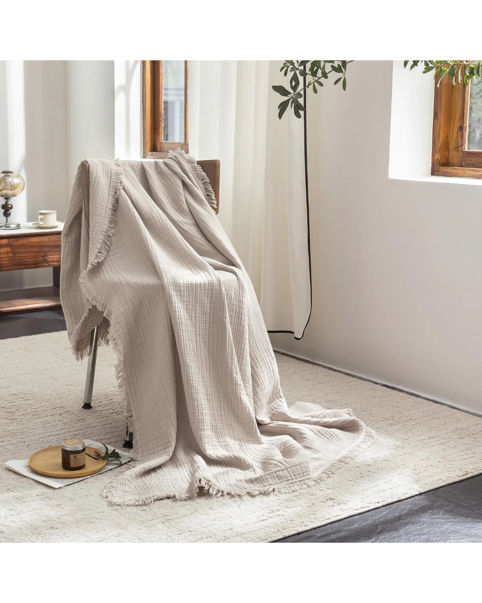Плед муслиновый FOSSA 98×98 Бежево-серый Beige Gray — 7
