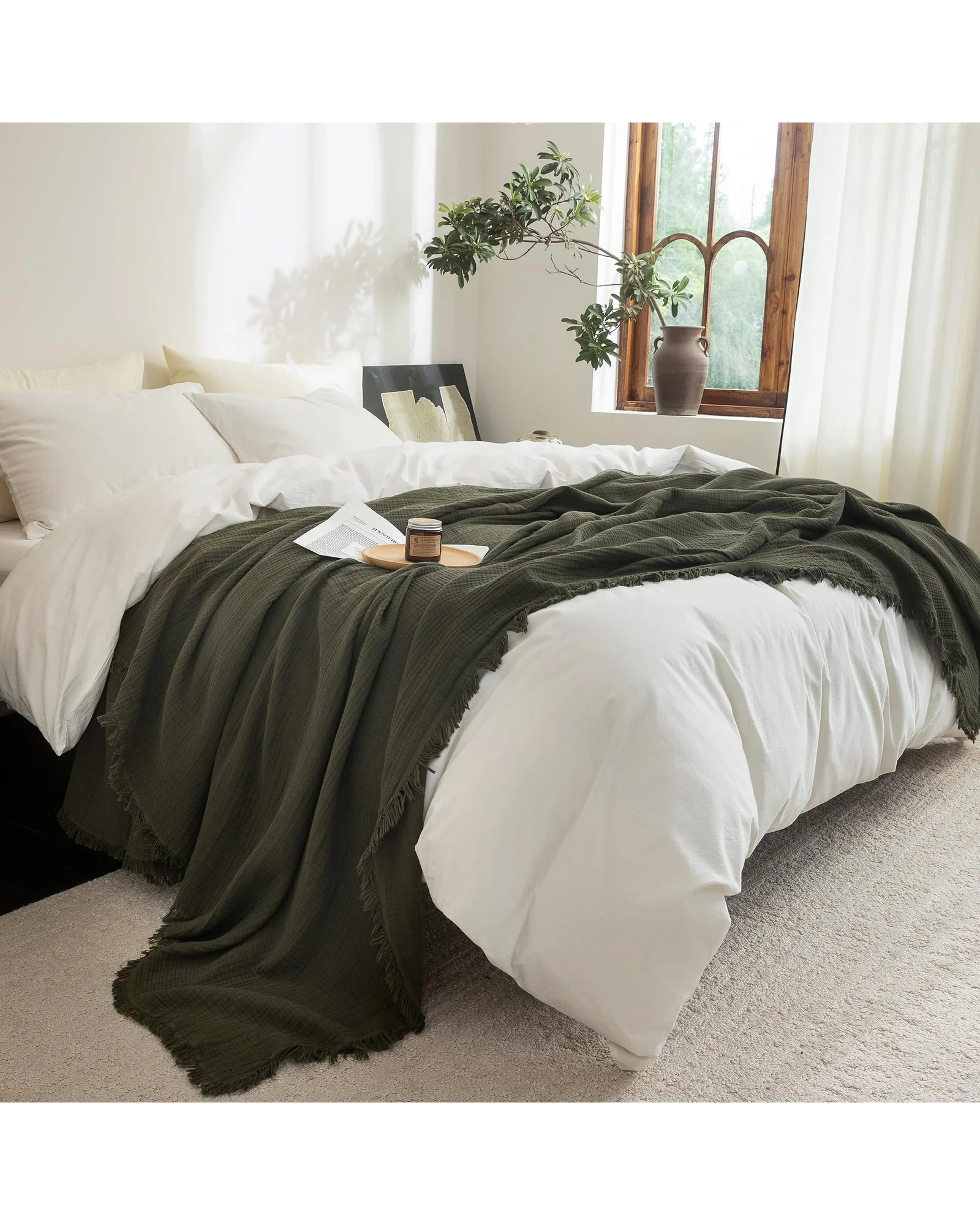 Плед муслиновый FOSSA 98×98 Оливковый Olive — 9