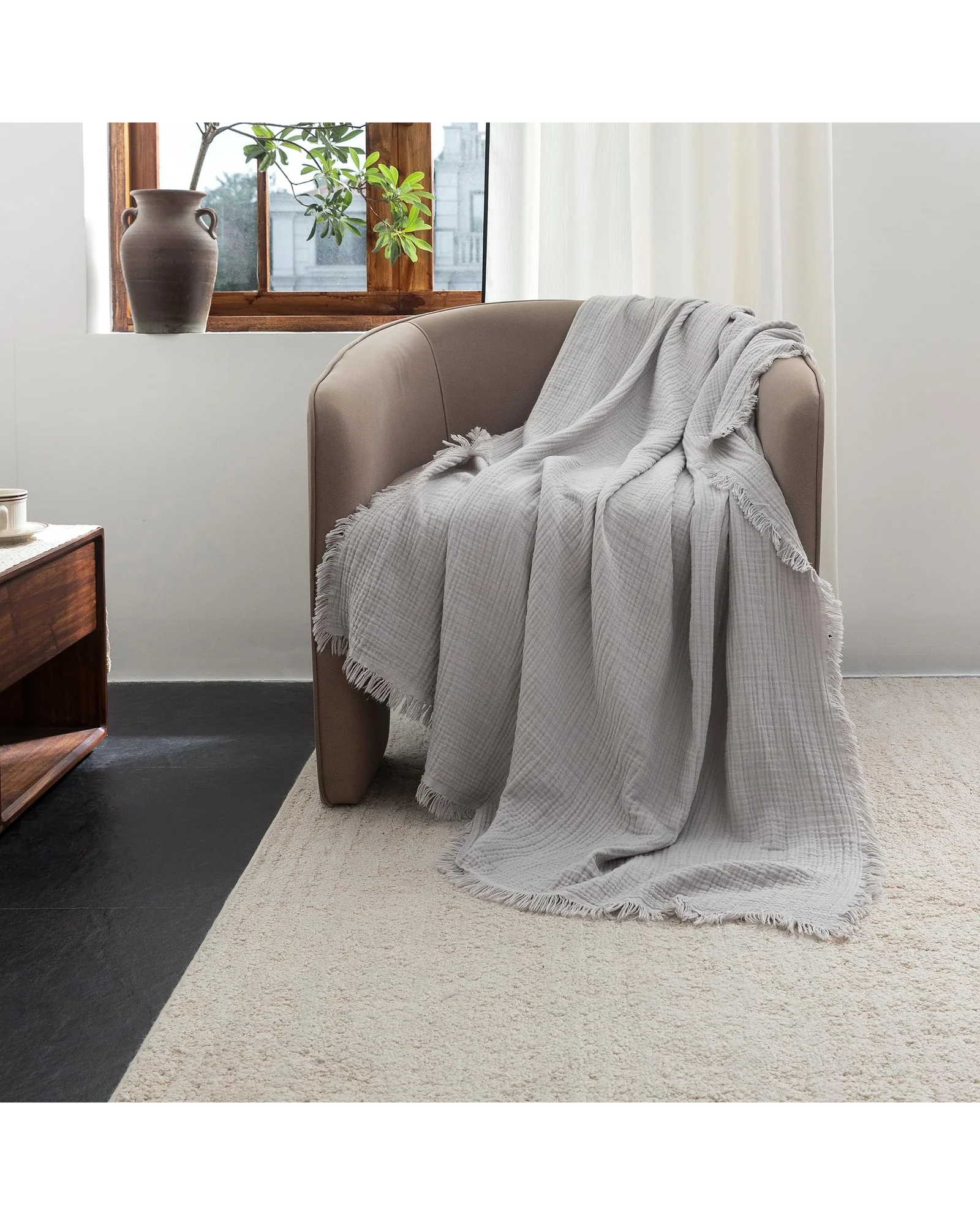 Плед муслиновый FOSSA 98×98 Серый Grayish — 7