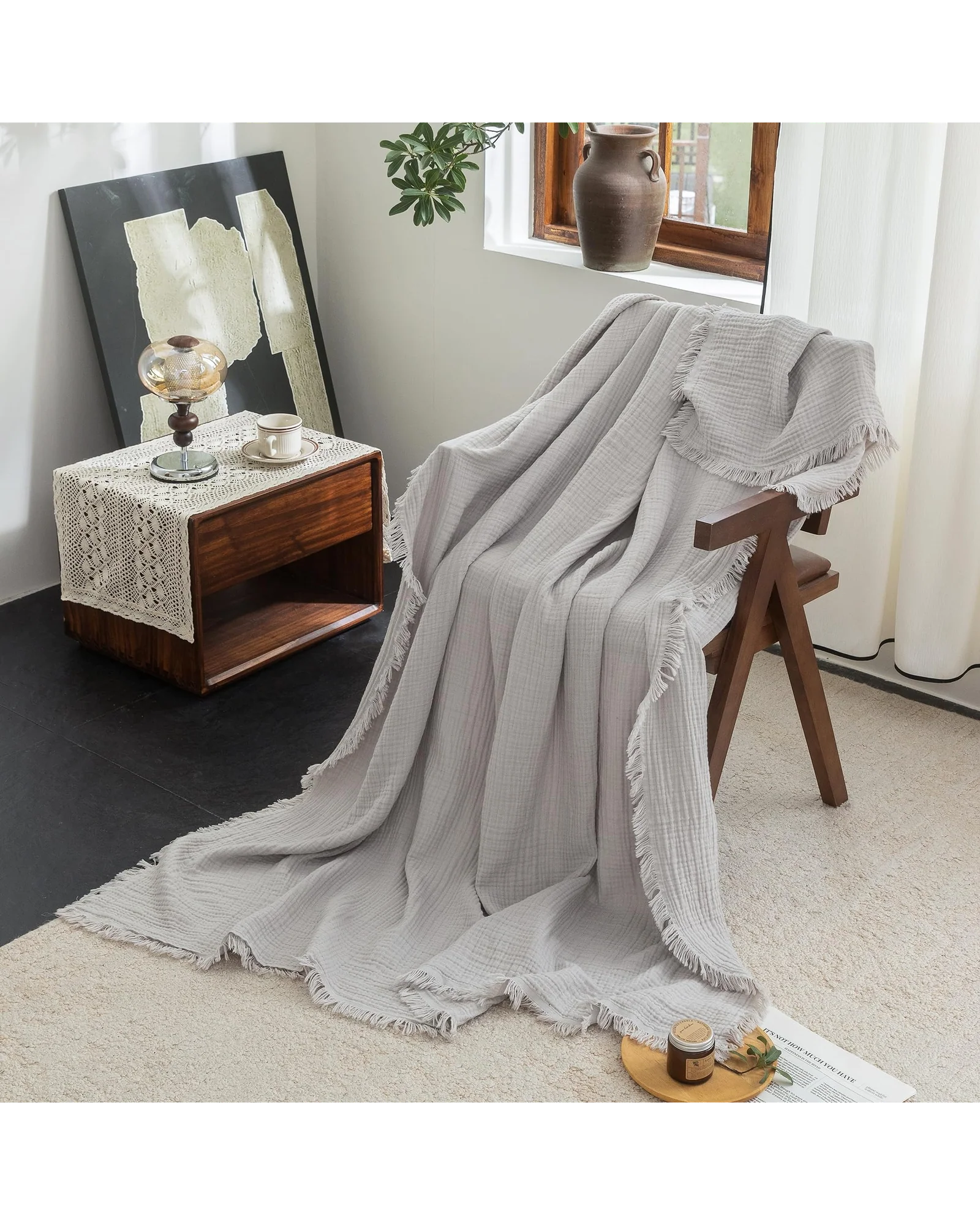 Плед муслиновый FOSSA 98×98 Серый Grayish — 8