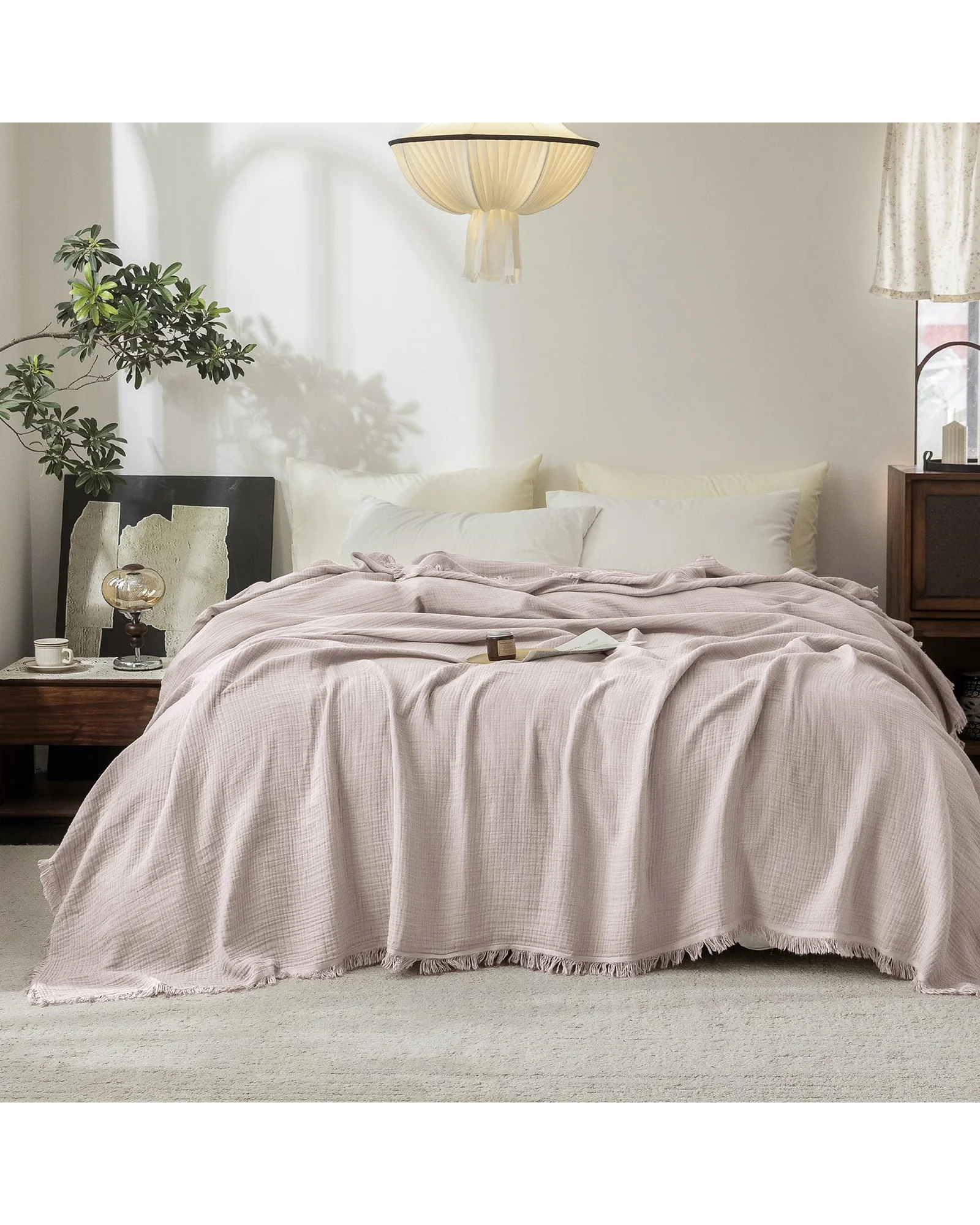 Плед муслиновый FOSSA 98×98 Розовато-серый Pink — 1